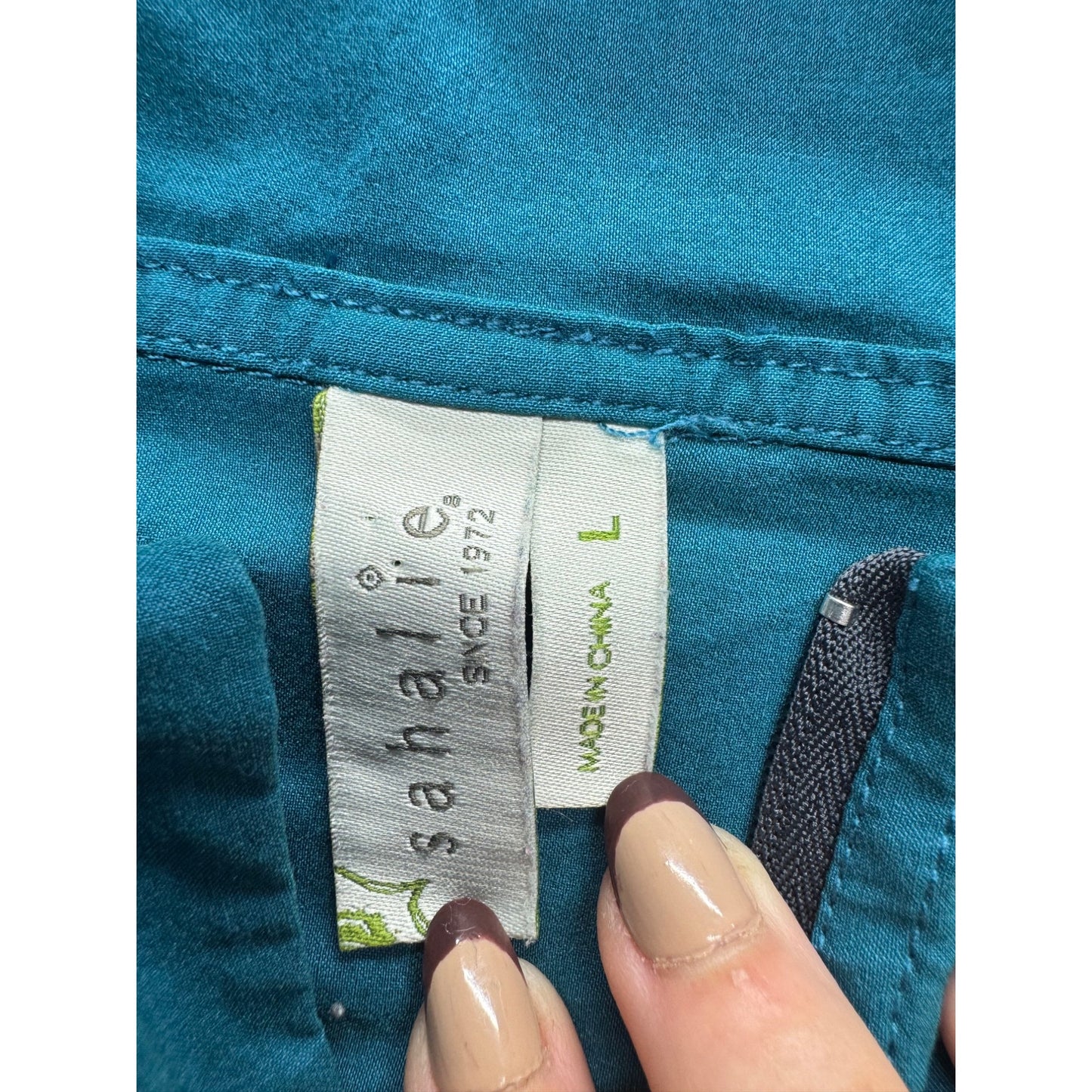 Sahalie Hooded Pullover Jacket L Blue Rayon/Nylon/Spandex #274B