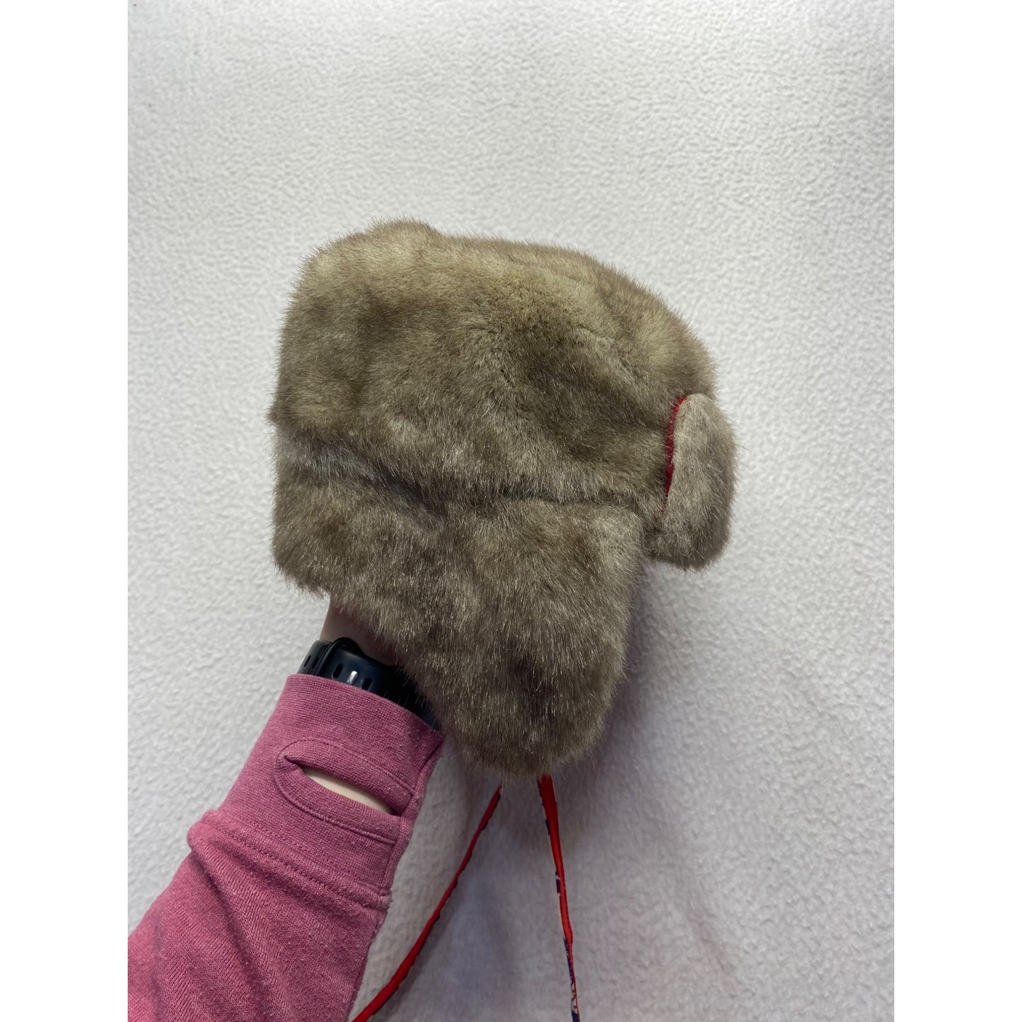 Baby Gap Faux Fur Trapper Hat With Red Lining #7201
