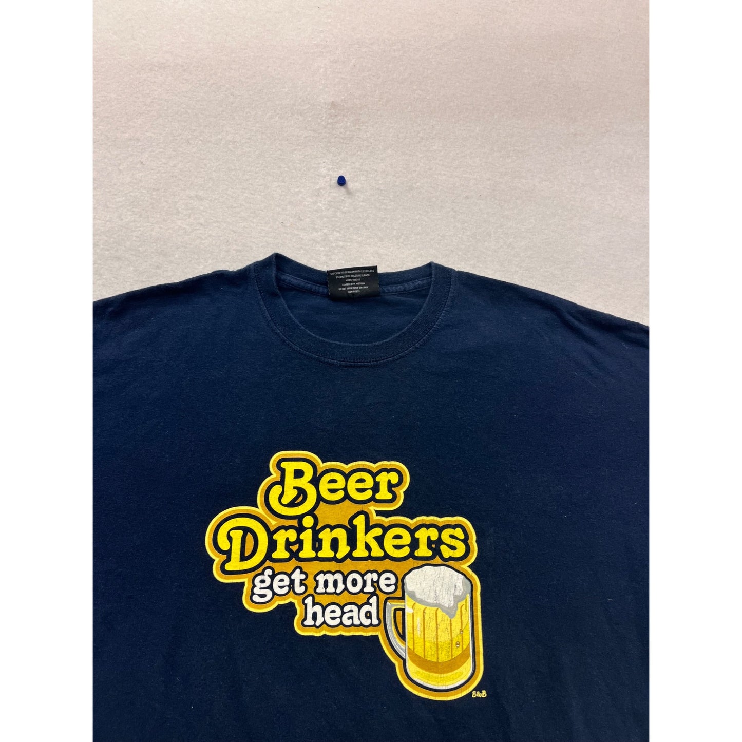 Steve & Barrys Beer Drinkers Graphic T-Shirt XL Navy #905A