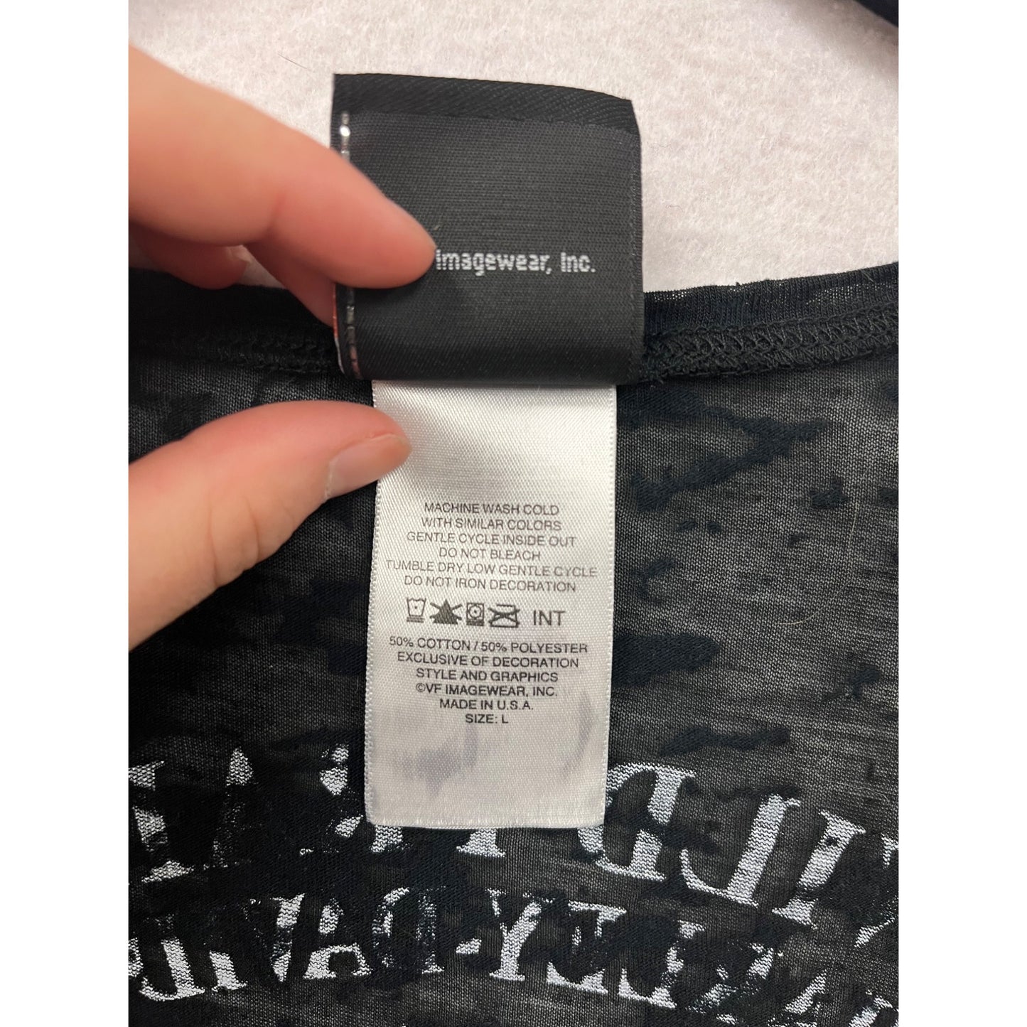 Harley-Davidson Womens Sheer Large Black Graphic Burnout T-Shirt #6490
