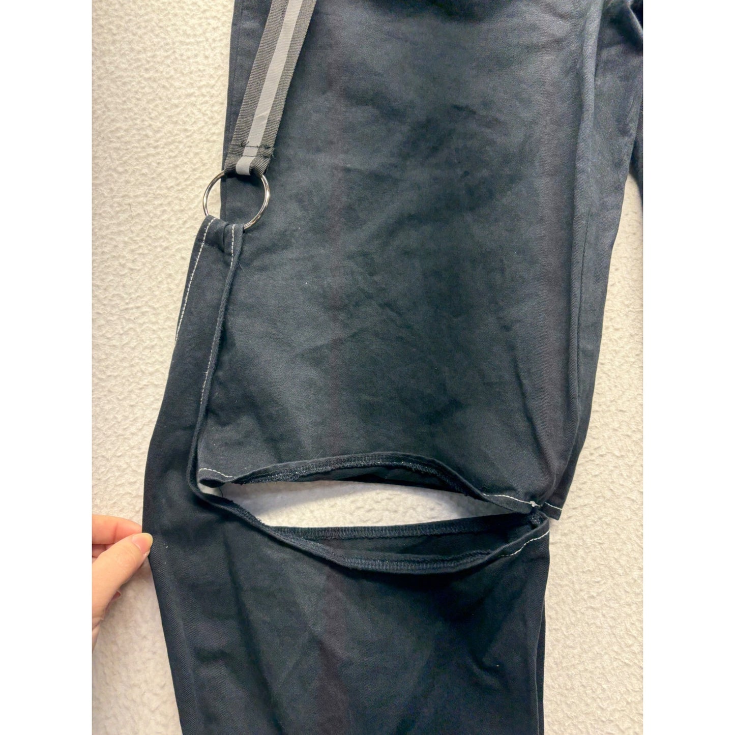 Black Lace-Up Cargo Pants With Detachable Legs #7522