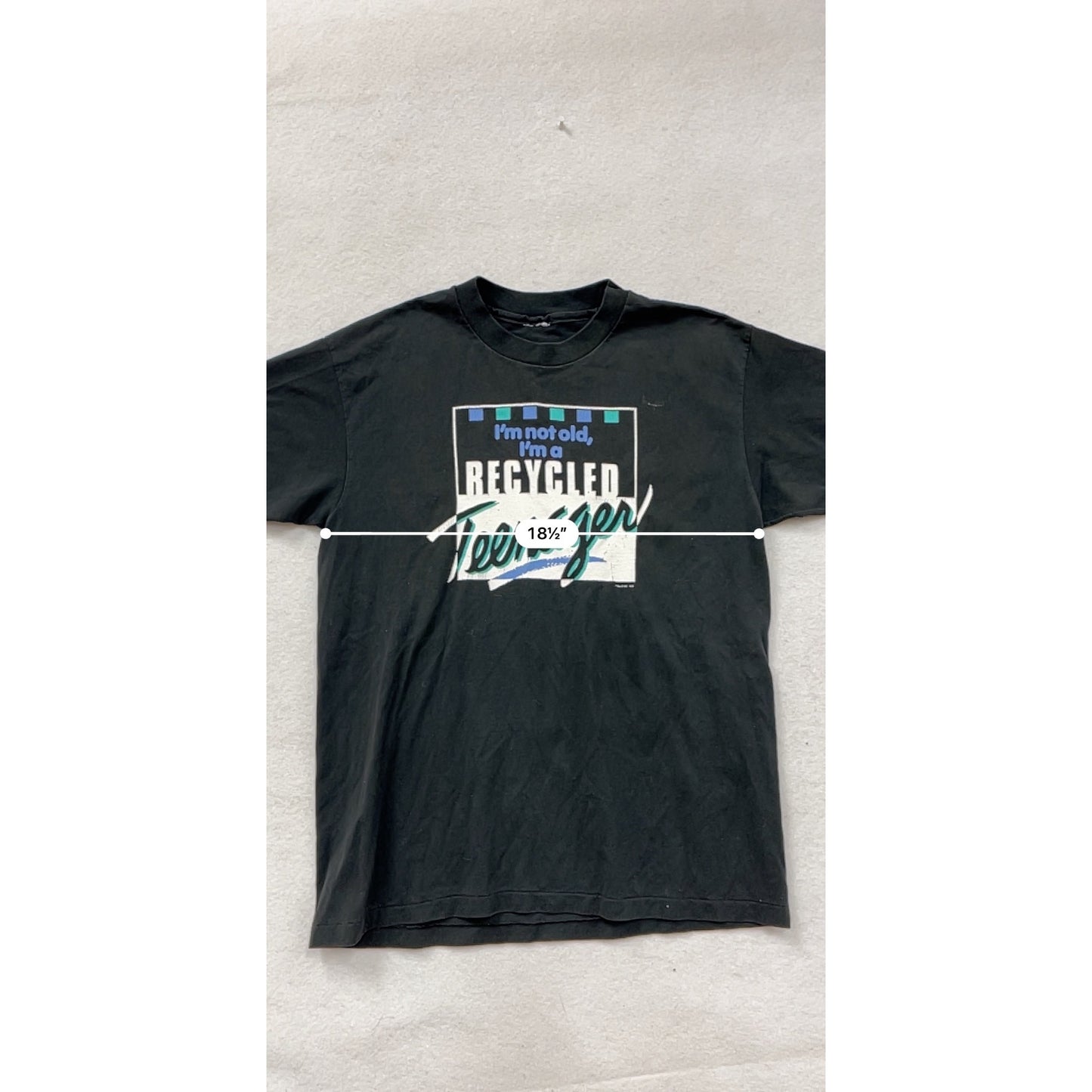 Large Black Graphic T-Shirt "Im Not Old Im a Recycled Teenager" #8769