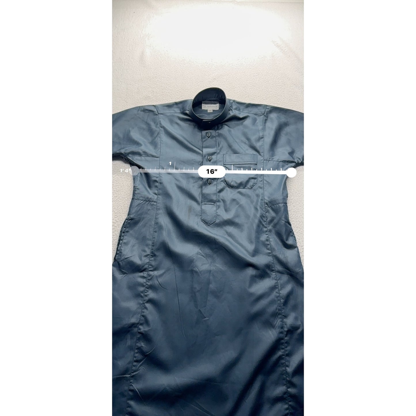 Al Haramain Blue Thobe Kurta With Pockets & Button-Up Collar Size 58 #9349