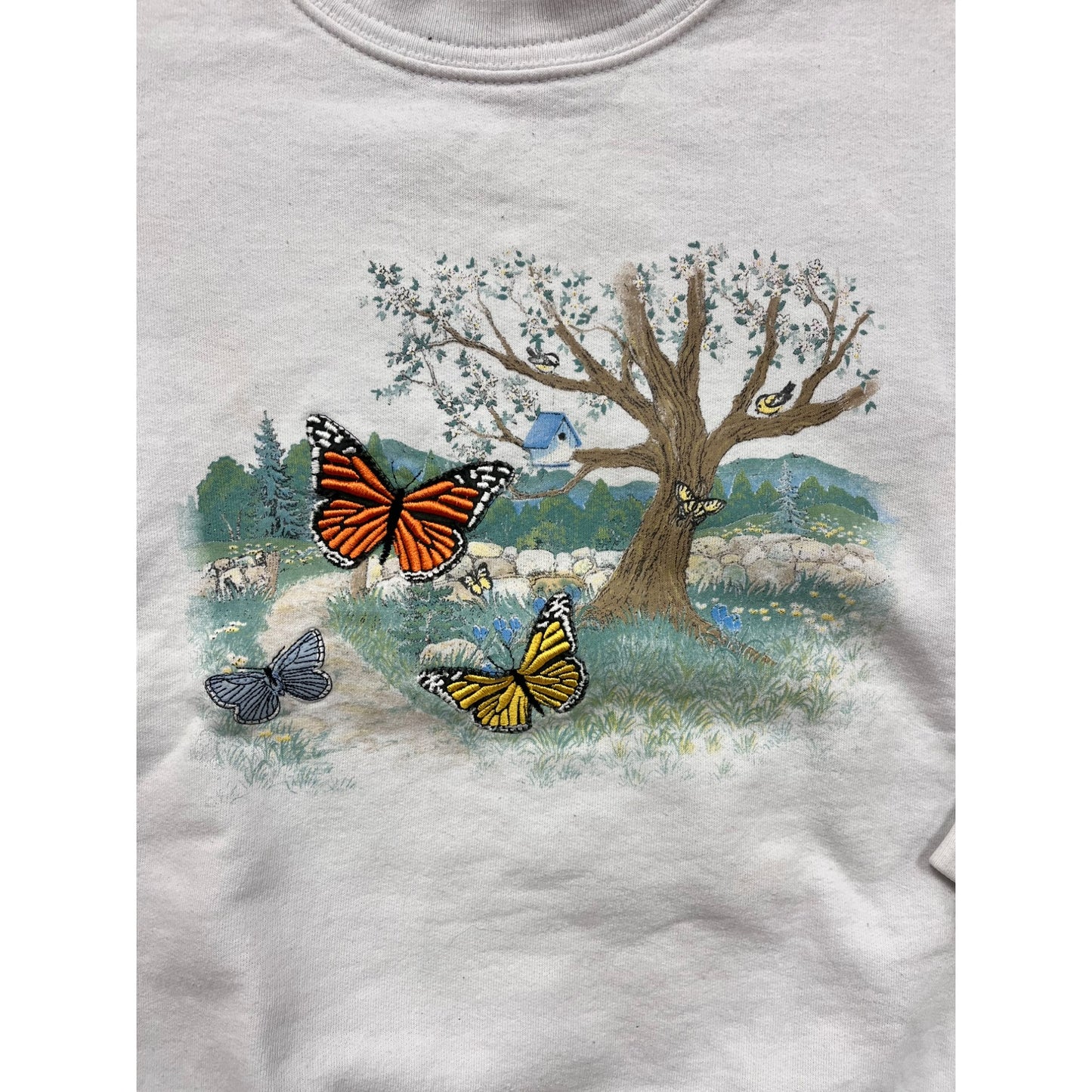 Vintage Top Stitch By Morning Sun Butterfly Print Sweater #6129