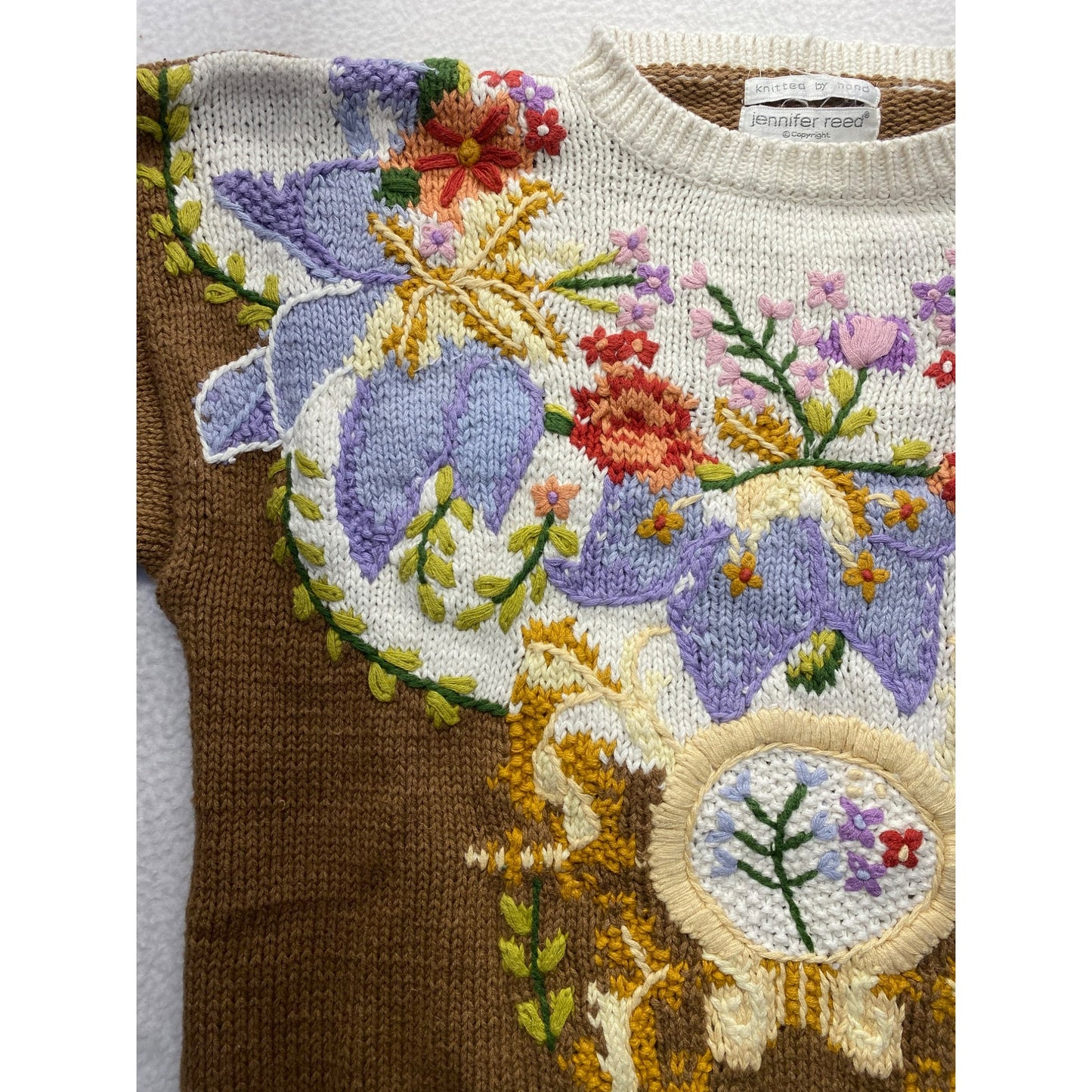 Vintage Knitted Jennifer Reed Floral Embroidered Sweater #7132