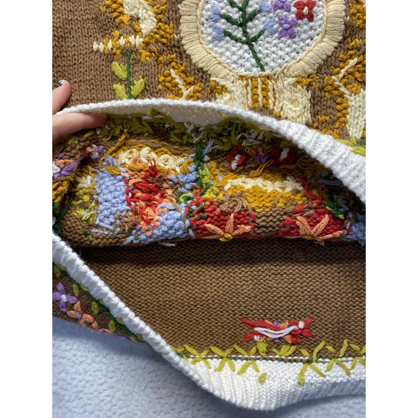 Vintage Knitted Jennifer Reed Floral Embroidered Sweater #7132