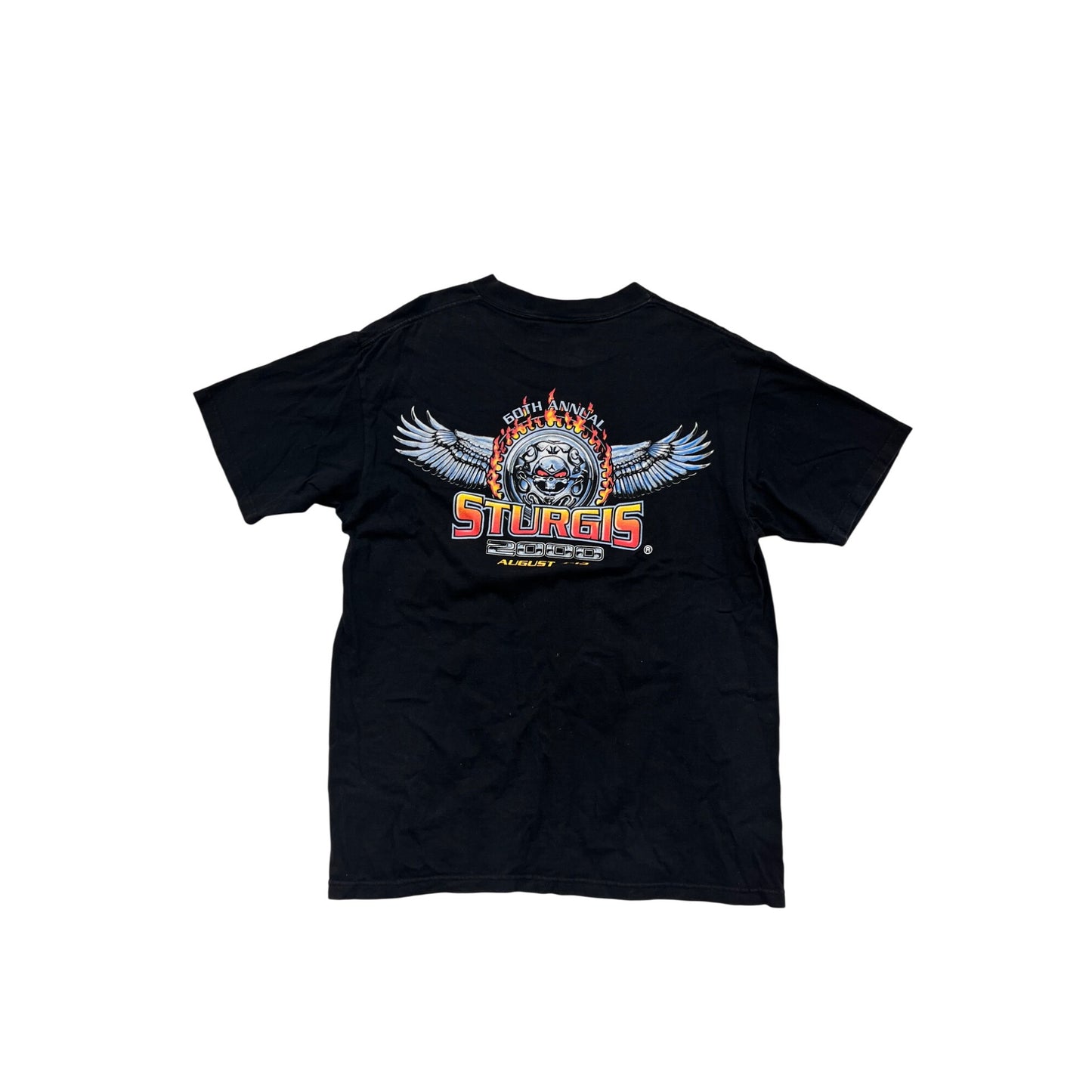 Sturgis 2000 60th Annual Black Graphic T-Shirt Mens L #8525
