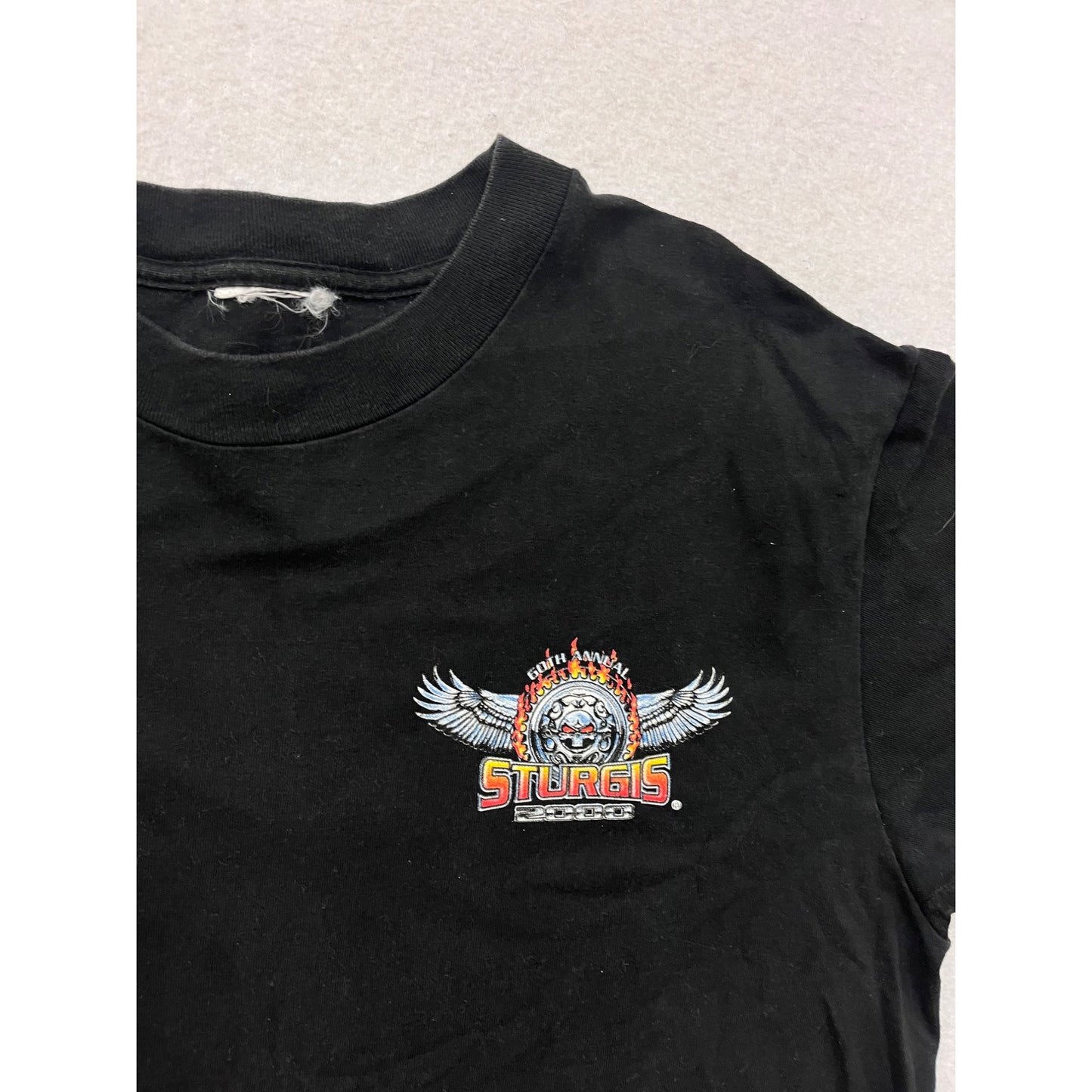 Sturgis 2000 60th Annual Black Graphic T-Shirt Mens L #8525