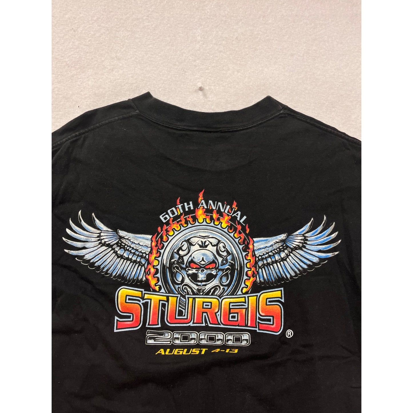 Sturgis 2000 60th Annual Black Graphic T-Shirt Mens L #8525