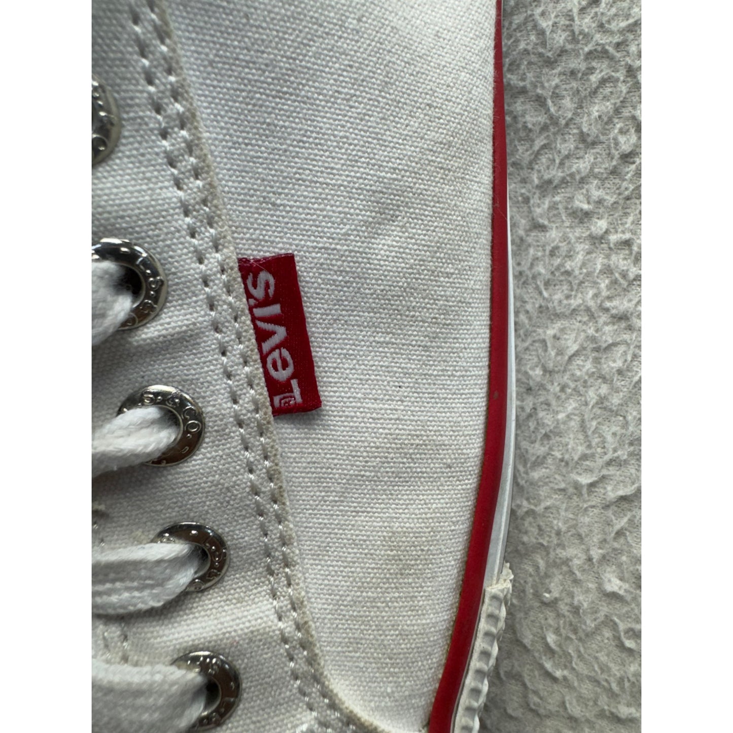 Levis White Canvas Sneakers With Red Trim #347B