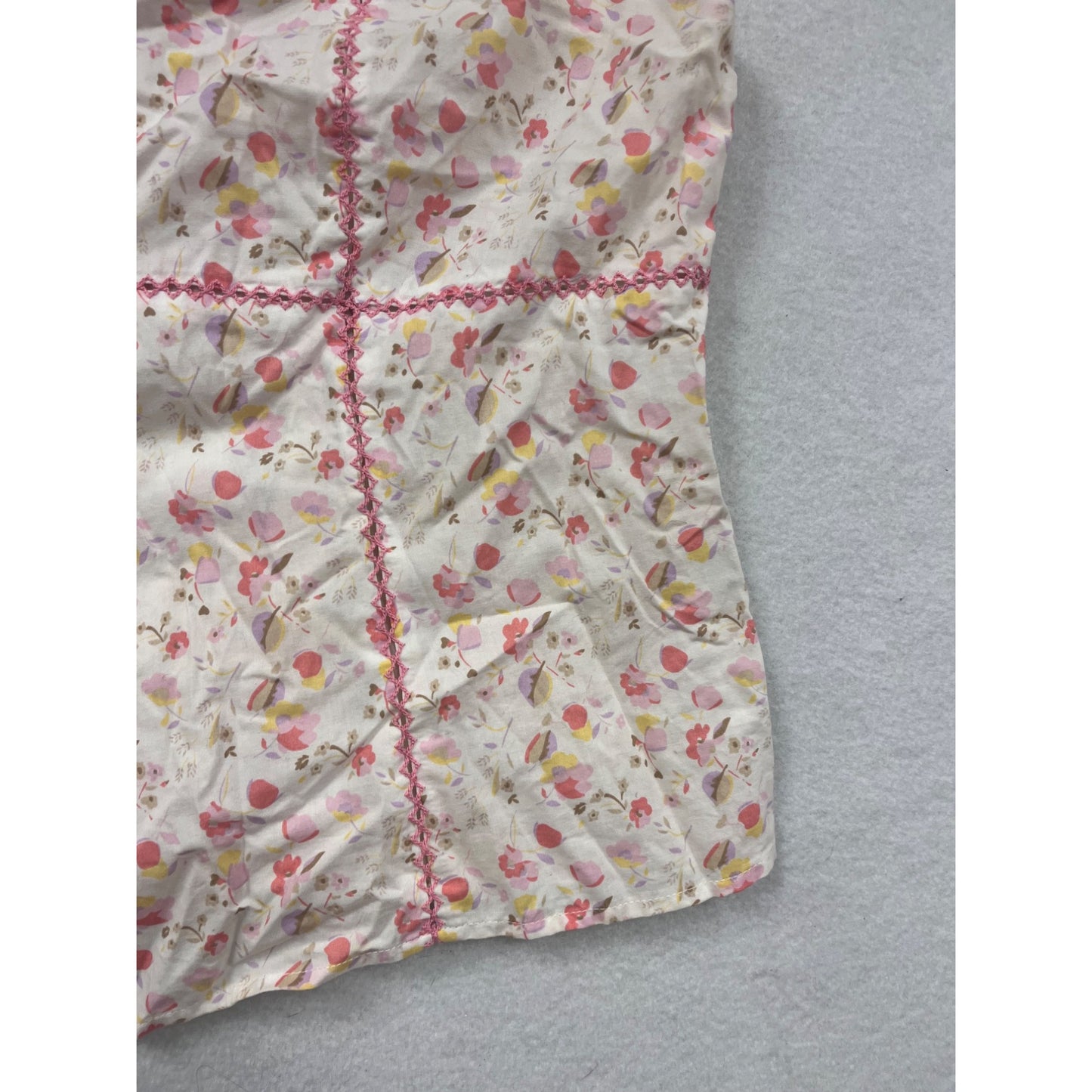 Vintage St. Johns Bay Floral Print Cotton Sleeveless Top XL Womens Button-Down #6761