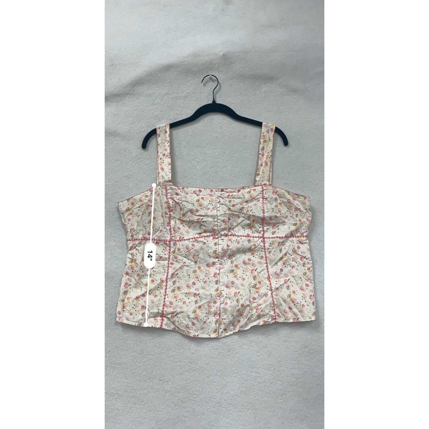 Vintage St. Johns Bay Floral Print Cotton Sleeveless Top XL Womens Button-Down #6761