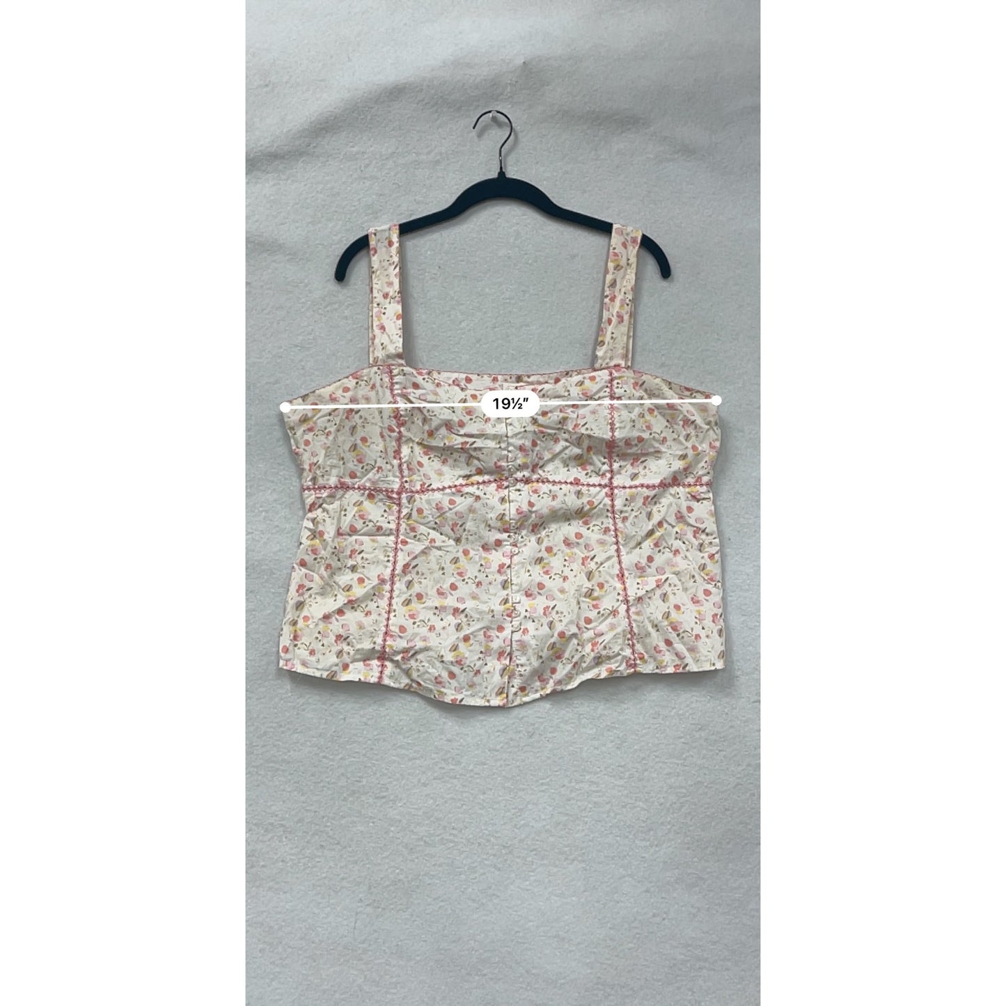 Vintage St. Johns Bay Floral Print Cotton Sleeveless Top XL Womens Button-Down #6761