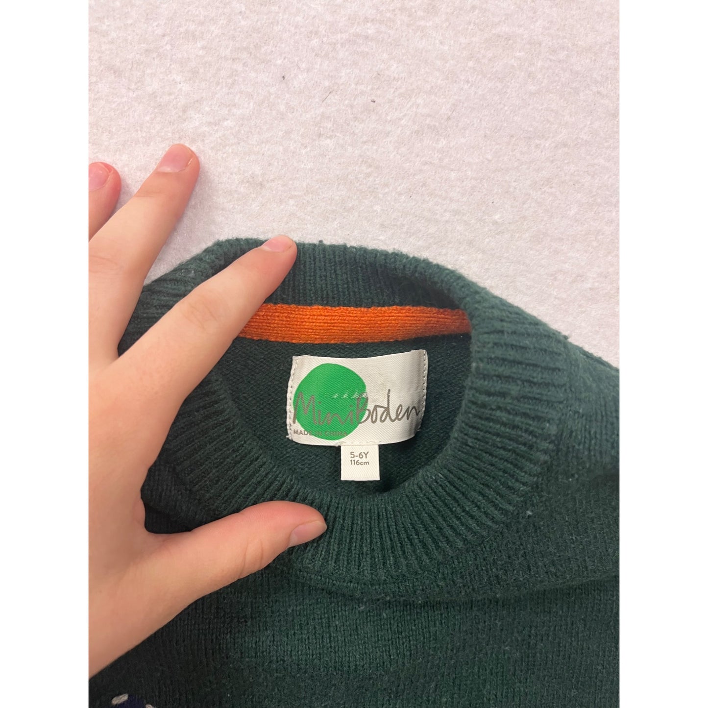 Mini Boden Boys Green Dinosaur Sweater 5-6Y #8088