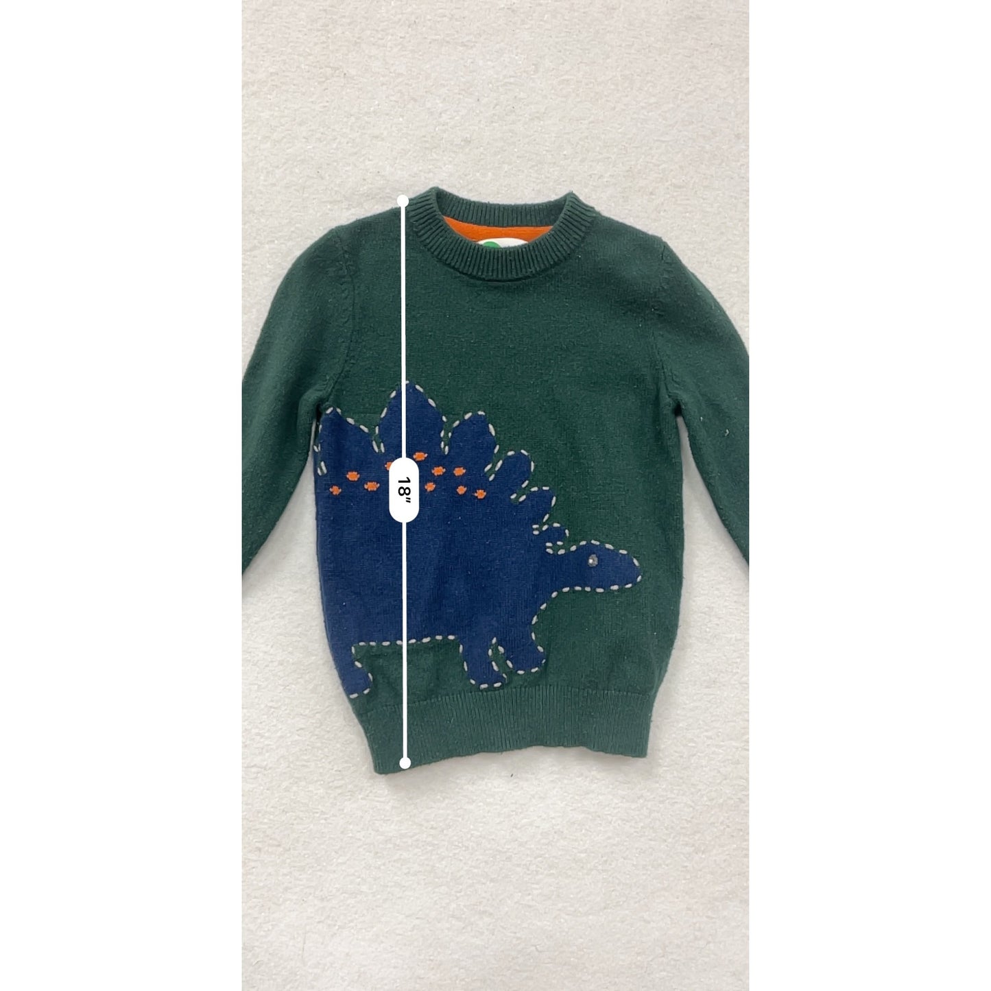Mini Boden Boys Green Dinosaur Sweater 5-6Y #8088