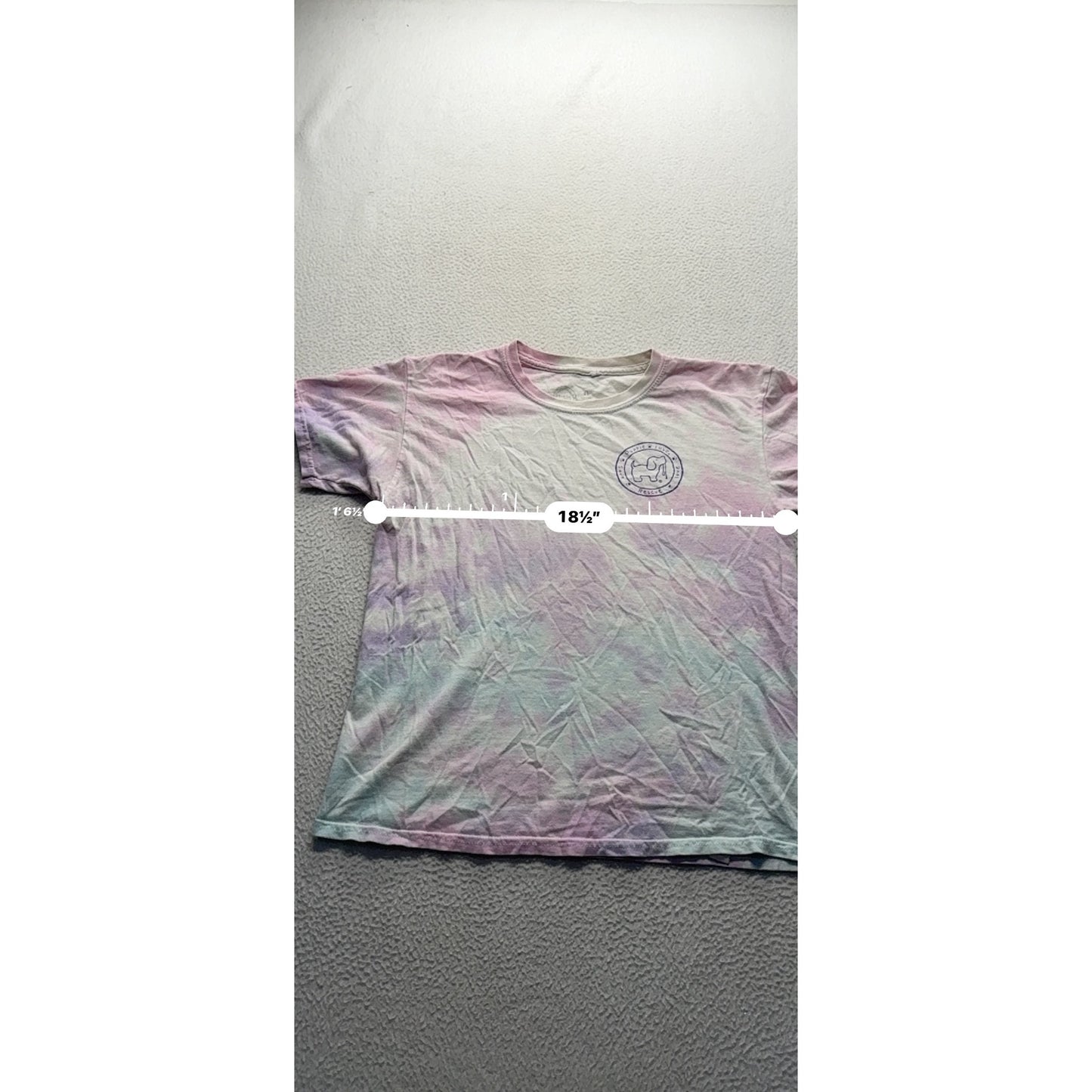 Puppie Love Youth Large Tie-Dye T-Shirt With Puppy Graphic #296B