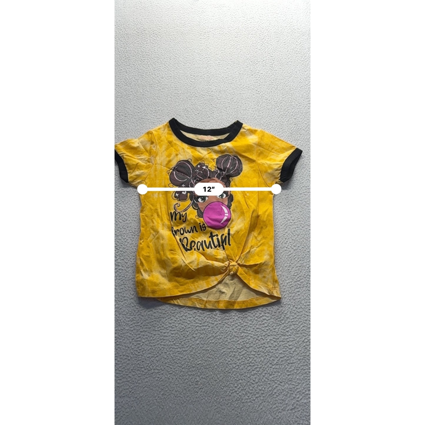 My Brown Is Beautiful Tie-Dye Yellow T-Shirt With Glitter Accents Size 6X #9329