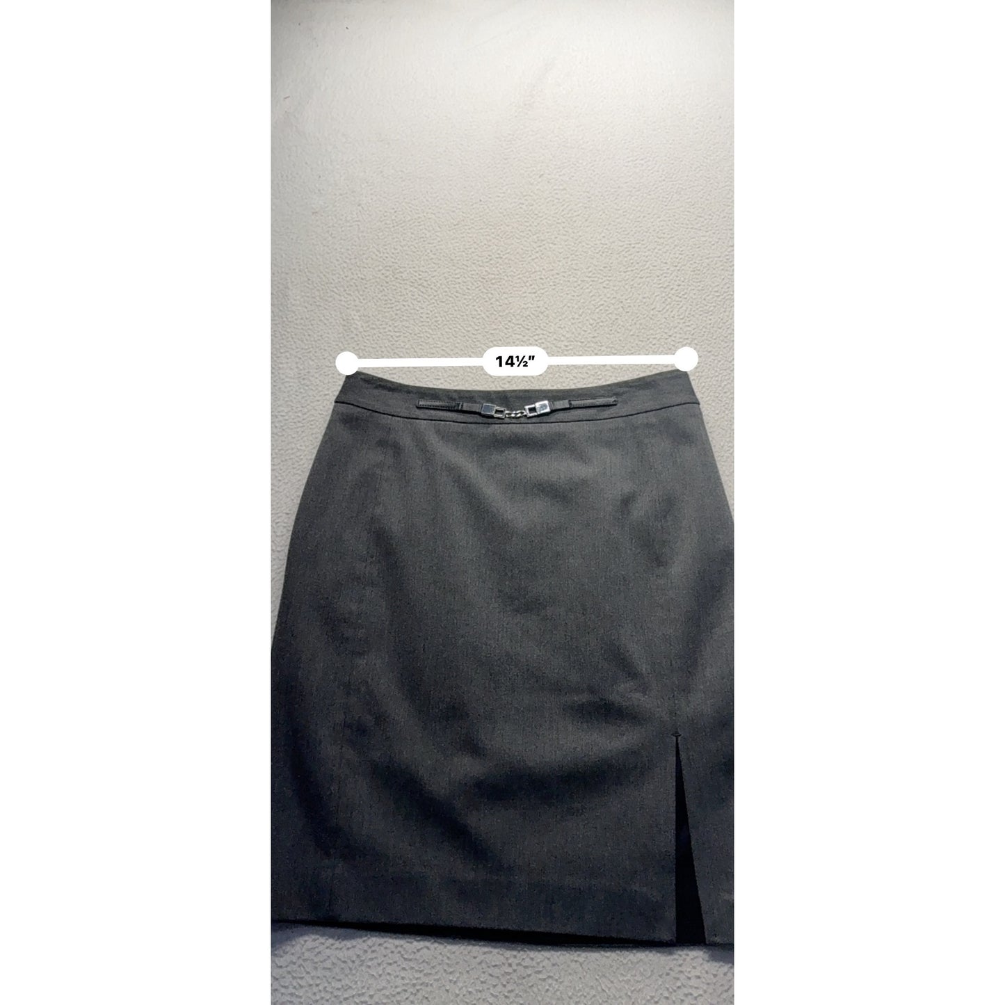 Gray Pencil Skirt With Side Slit & Silver Buckle Detail Size 6 Express #186B