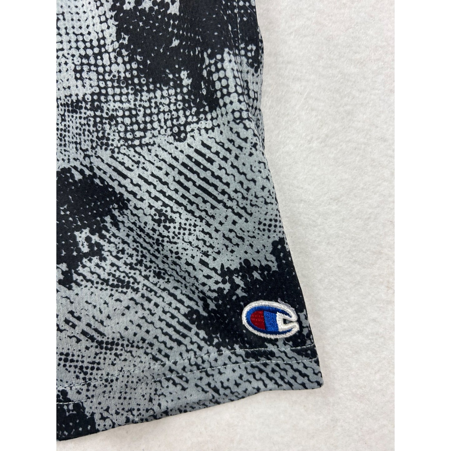 Champion Boys Athletic Shorts Black & Gray Pixel Print #6999