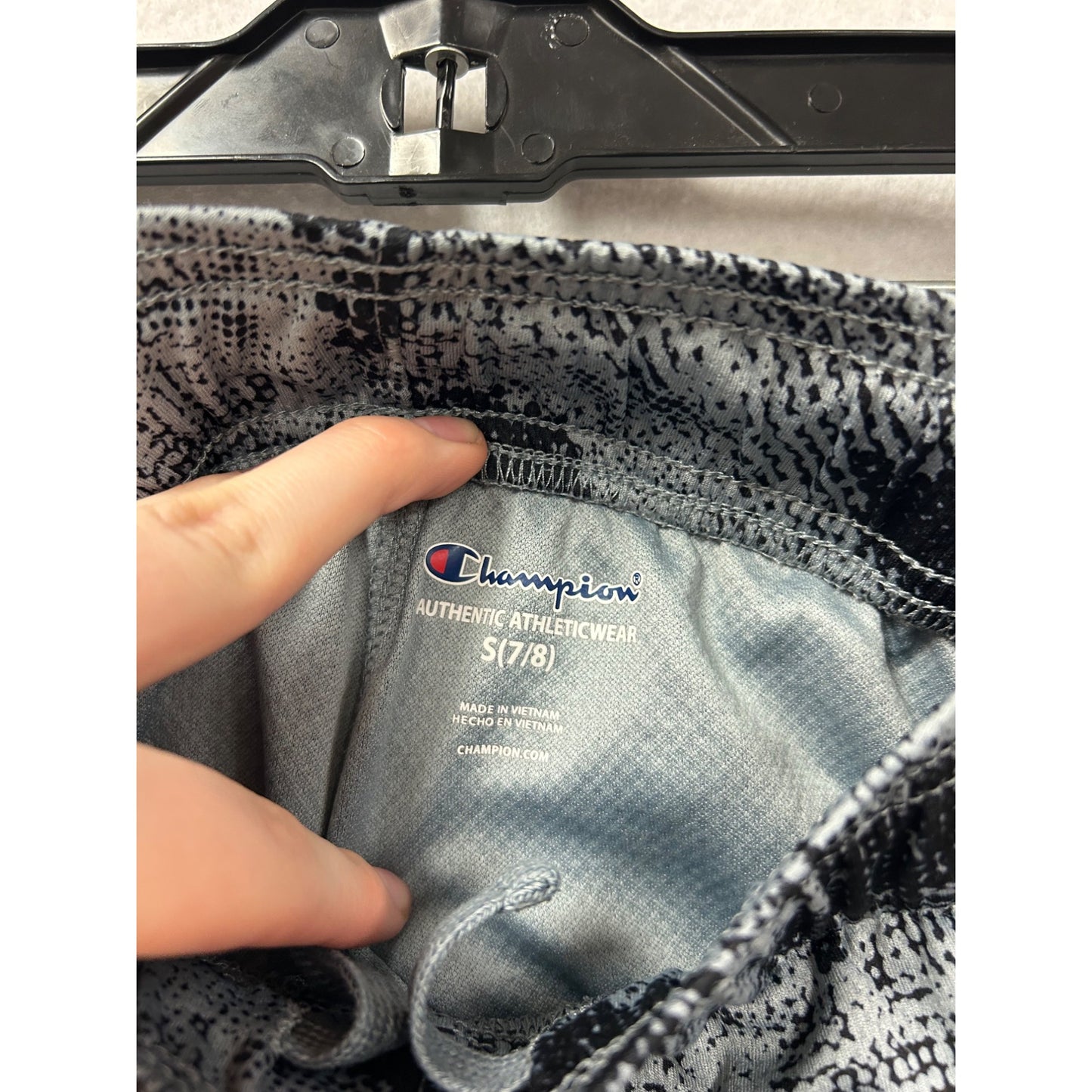 Champion Boys Athletic Shorts Black & Gray Pixel Print #6999