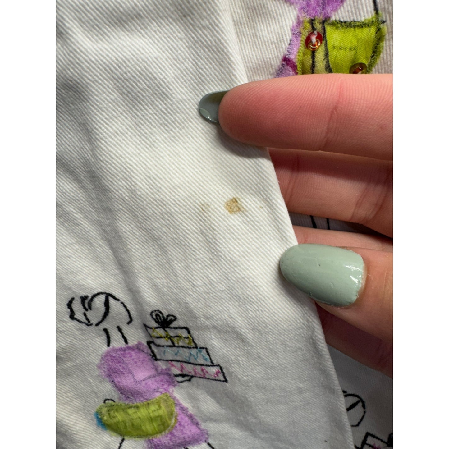 Womens White Top W/ Colorful Fashion Illustration Print & Bead Details #7806