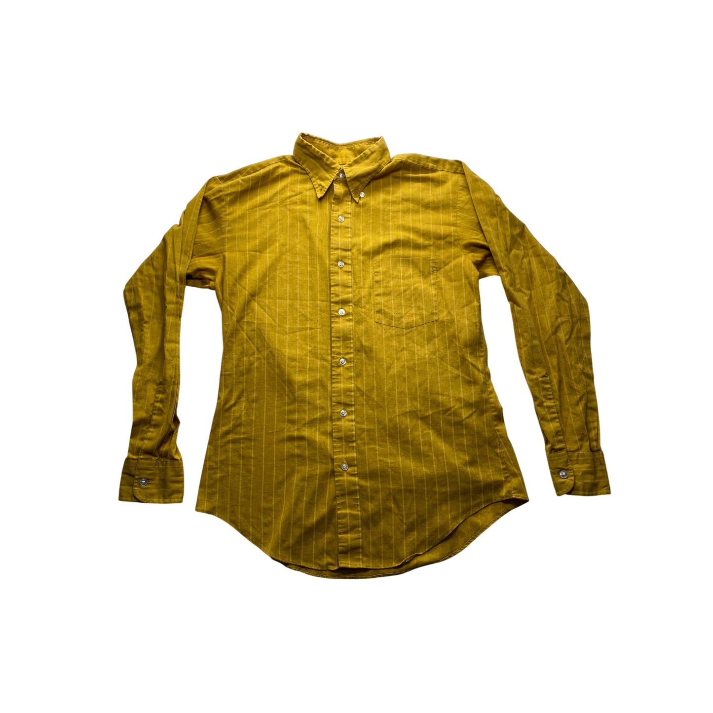 Vintage Shapely University Club Tapered Fit Striped Yellow Shirt #7058