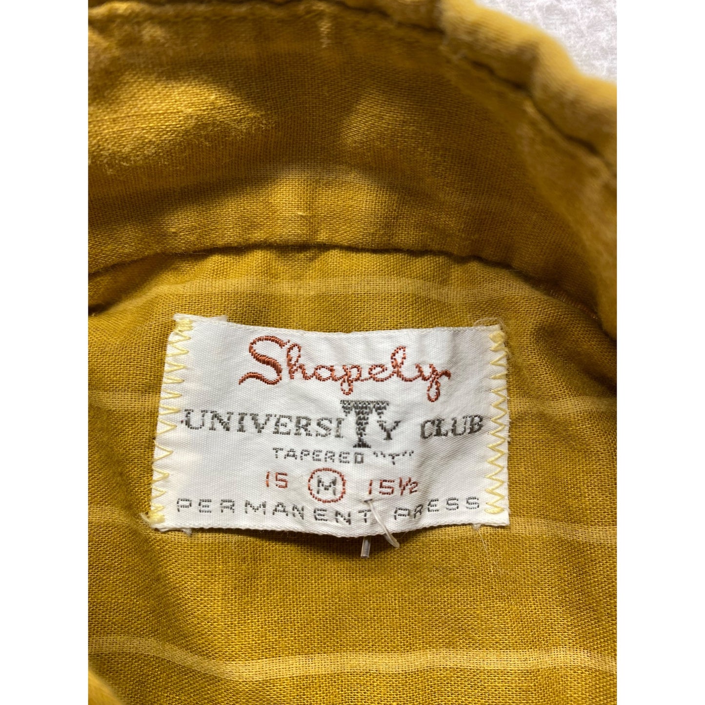 Vintage Shapely University Club Tapered Fit Striped Yellow Shirt #7058