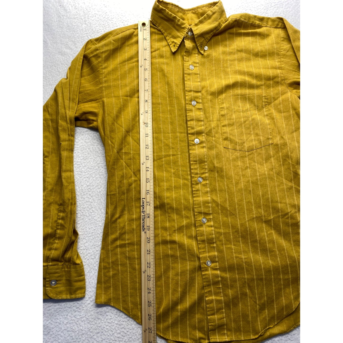 Vintage Shapely University Club Tapered Fit Striped Yellow Shirt #7058