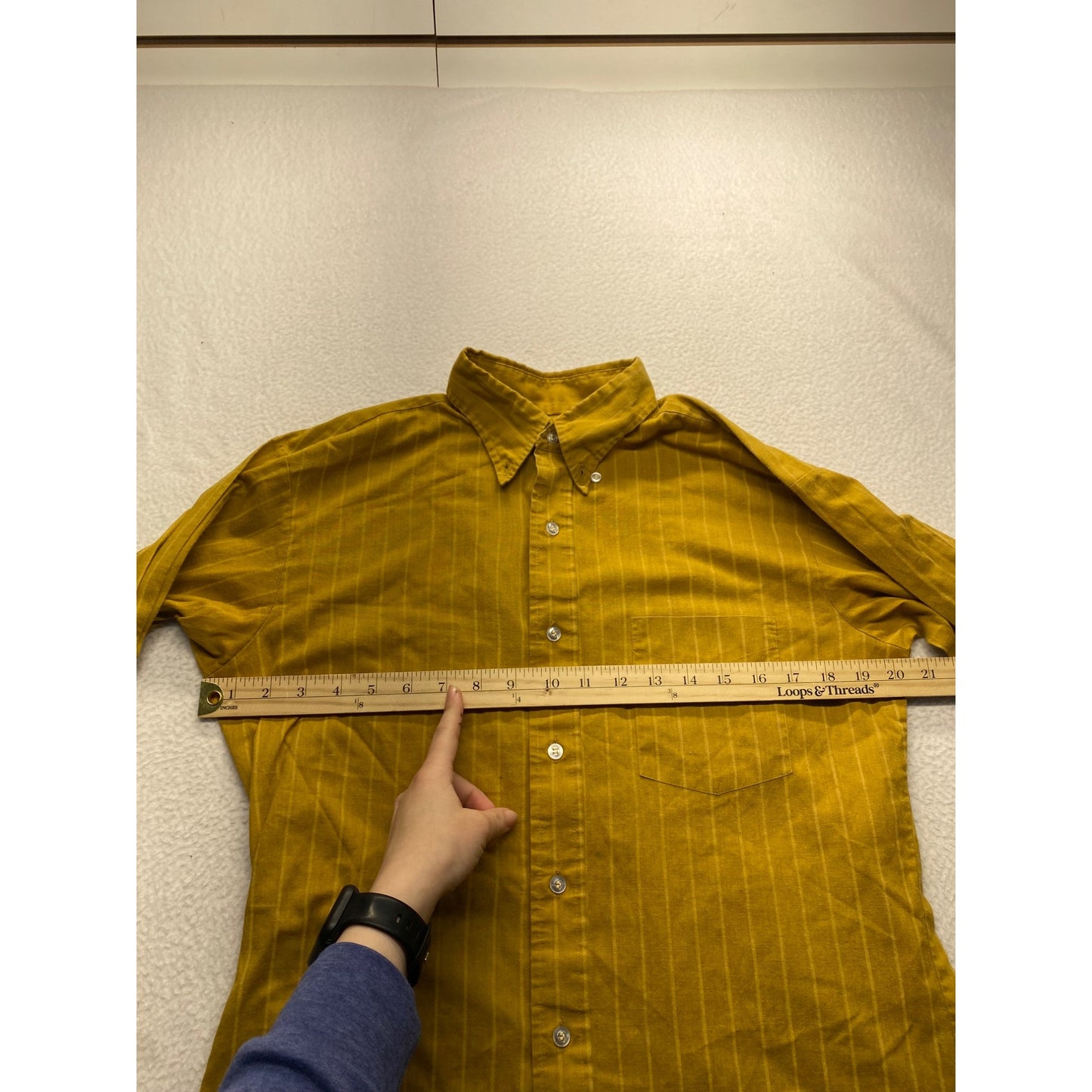 Vintage Shapely University Club Tapered Fit Striped Yellow Shirt #7058