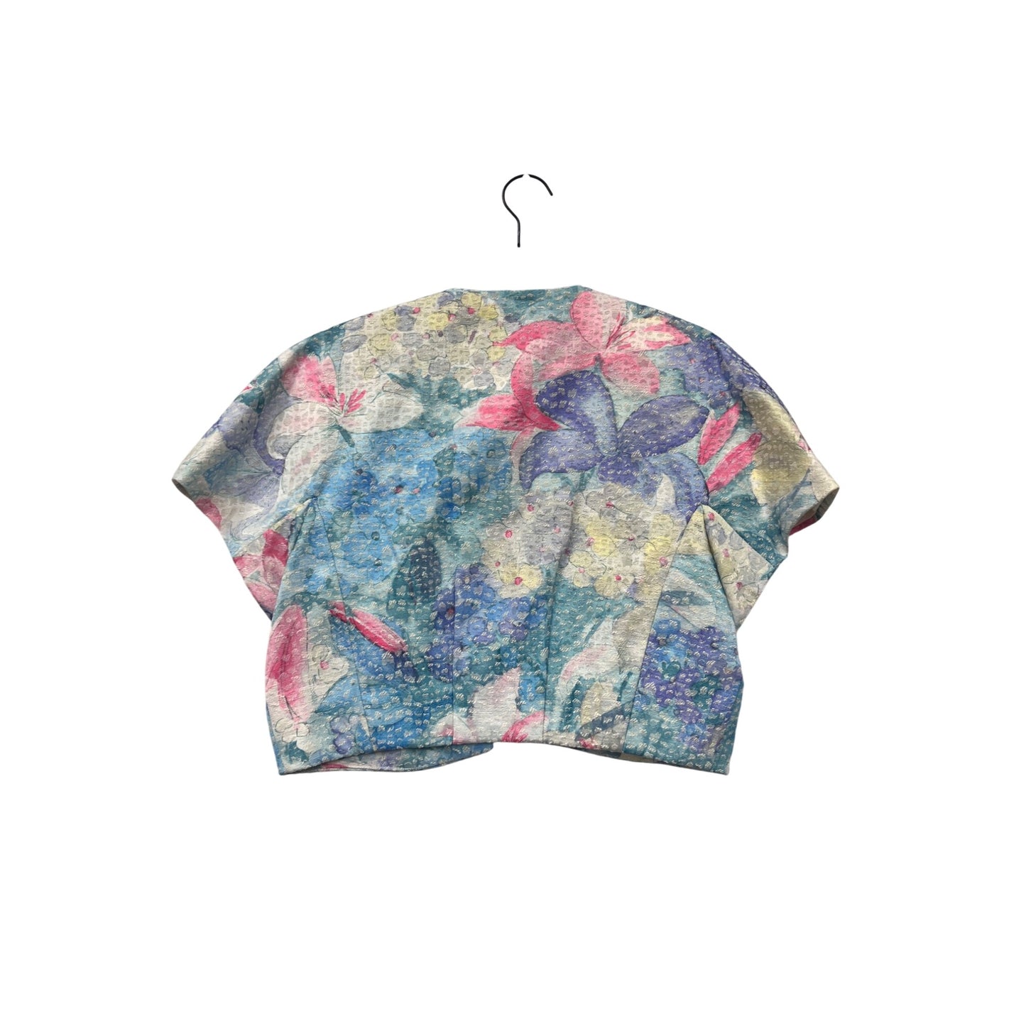 Vintage 90s Floral Cropped Bolero Jacket With Open Front Design Medium/Large #6958