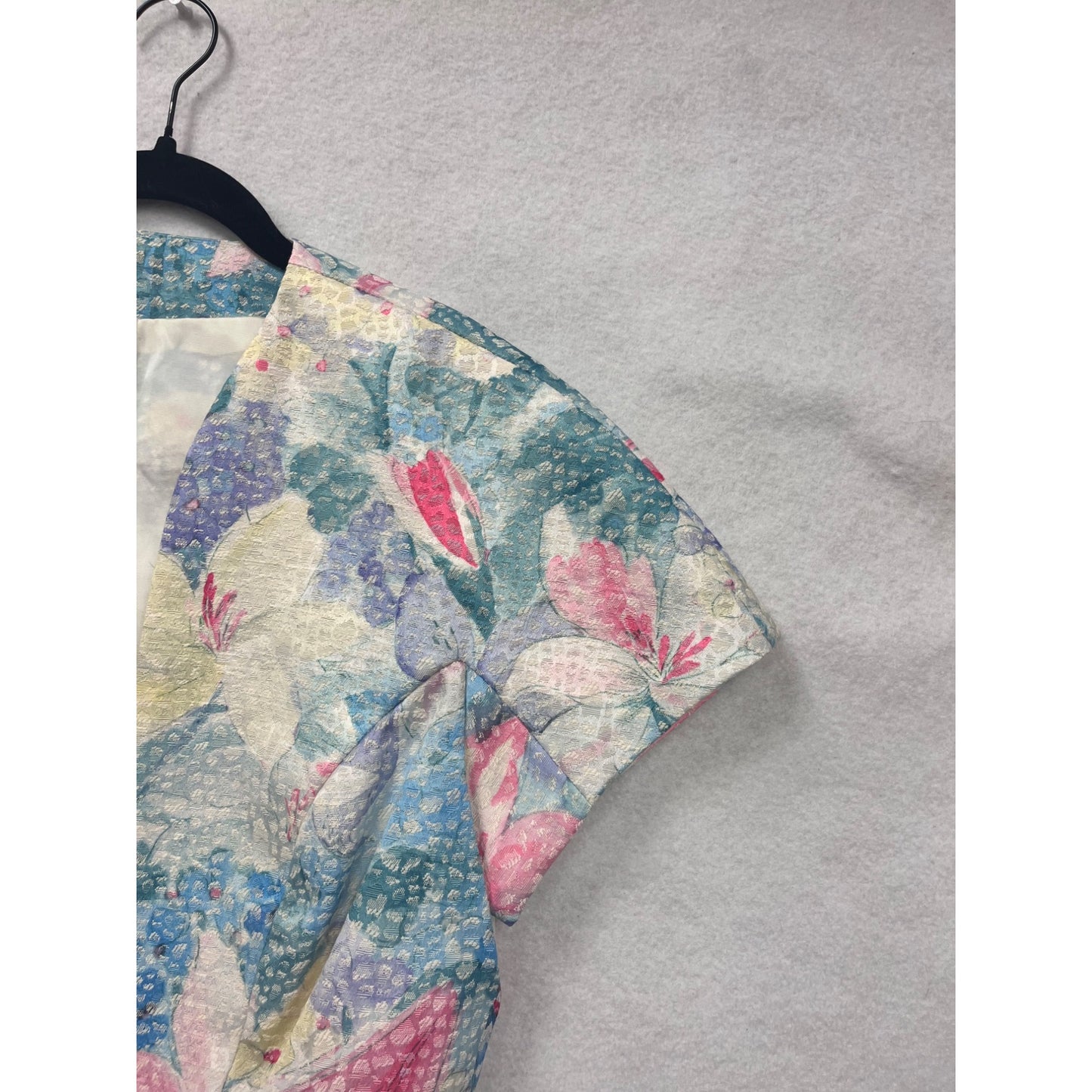 Vintage 90s Floral Cropped Bolero Jacket With Open Front Design Medium/Large #6958