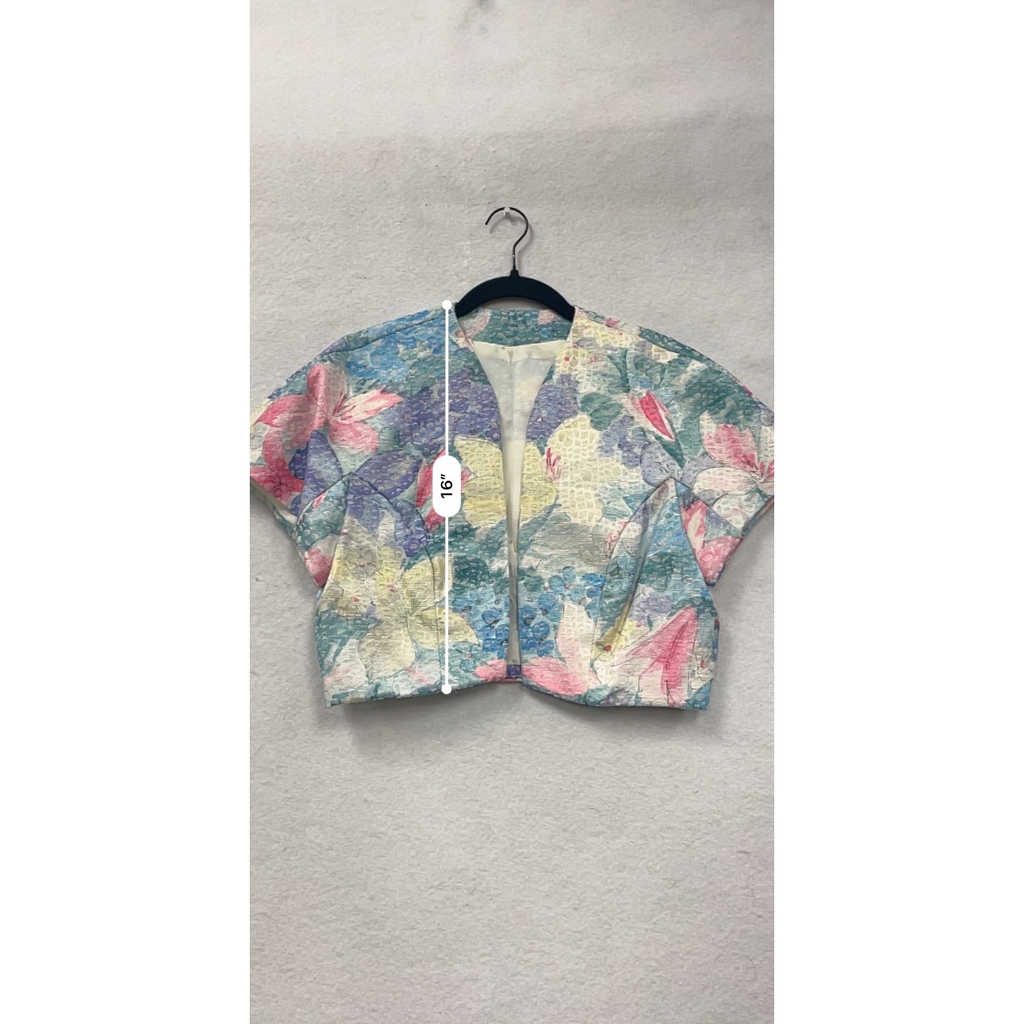 Vintage 90s Floral Cropped Bolero Jacket With Open Front Design Medium/Large #6958