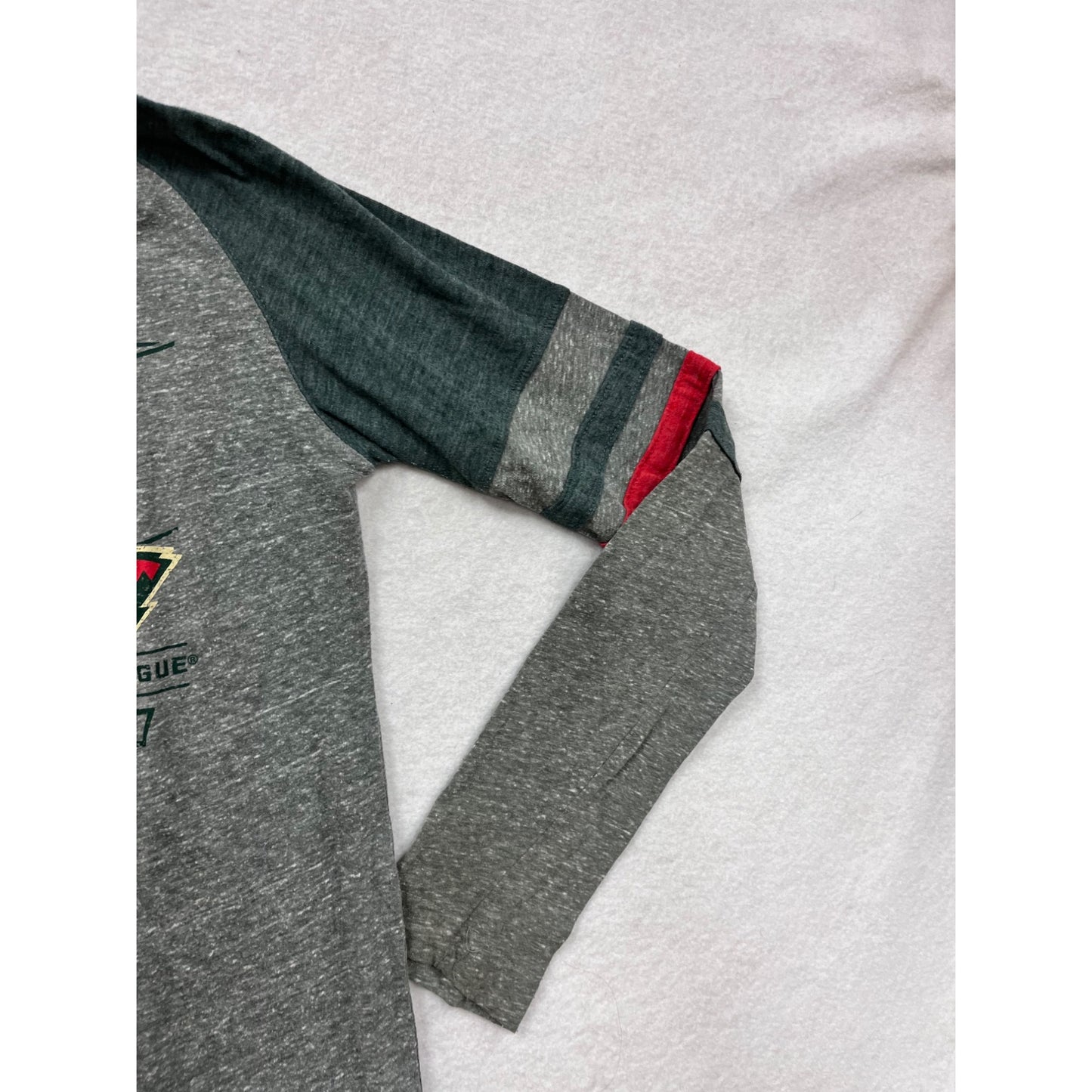Minnesota Wild NHL Mens Long Sleeve Raglan Shirt Gray & Green Small Cotton & Rayon Blend #6465