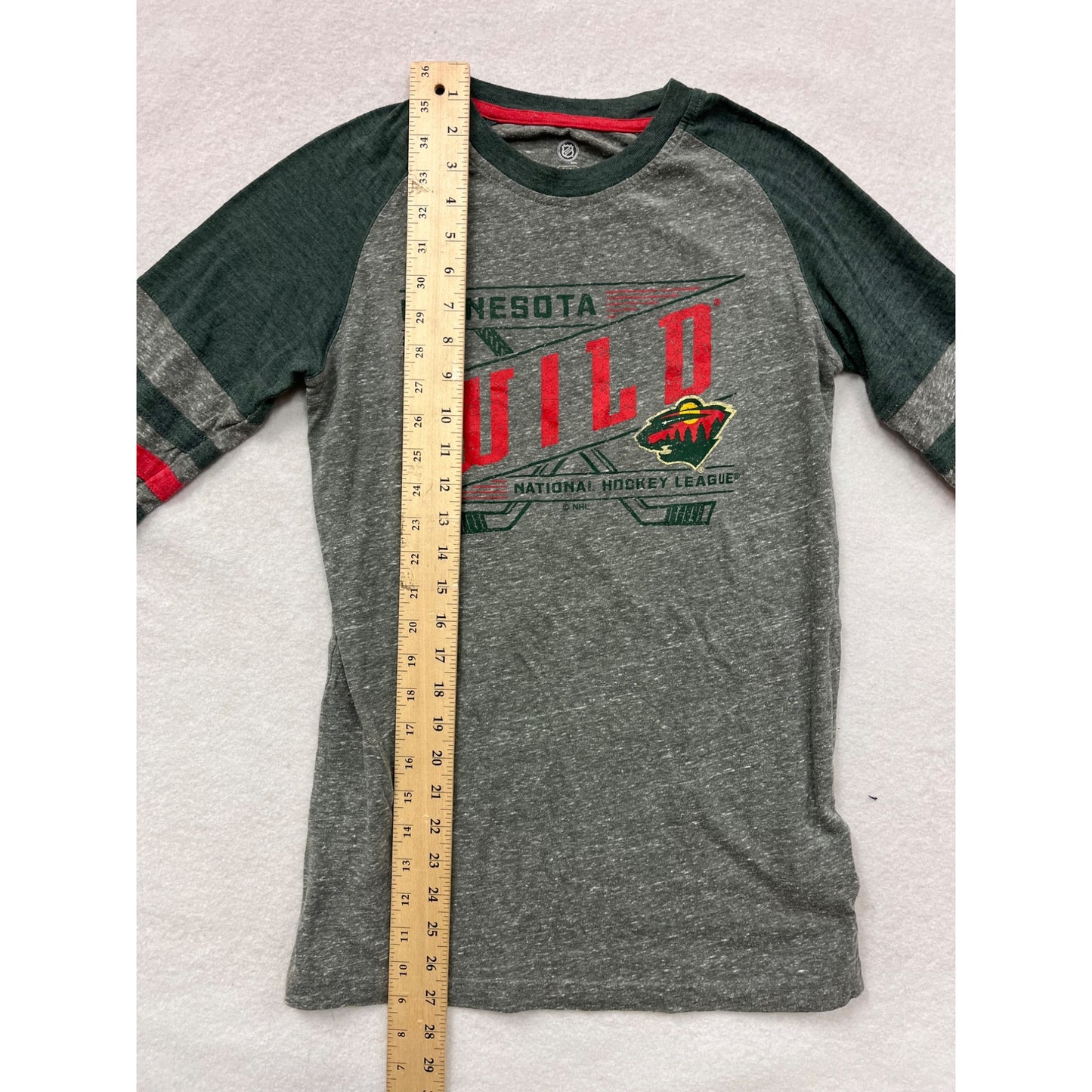 Minnesota Wild NHL Mens Long Sleeve Raglan Shirt Gray & Green Small Cotton & Rayon Blend #6465