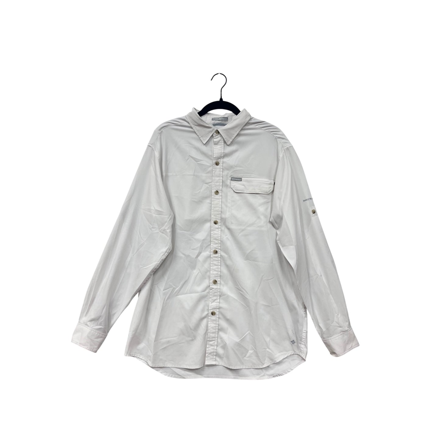 Columbia Mens Medium White Insect Blocker Long Sleeve Button-Up Shirt #6812