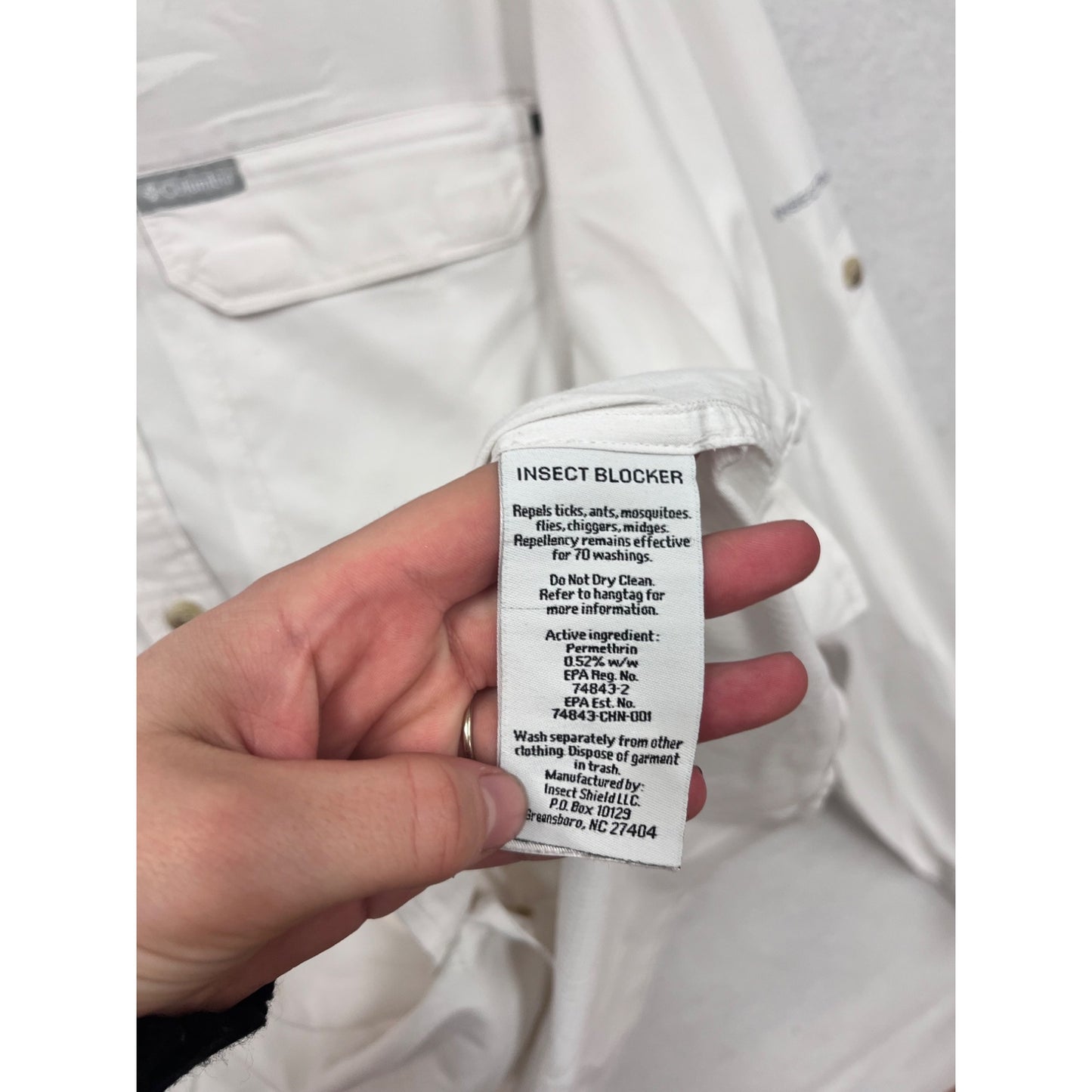 Columbia Mens Medium White Insect Blocker Long Sleeve Button-Up Shirt #6812