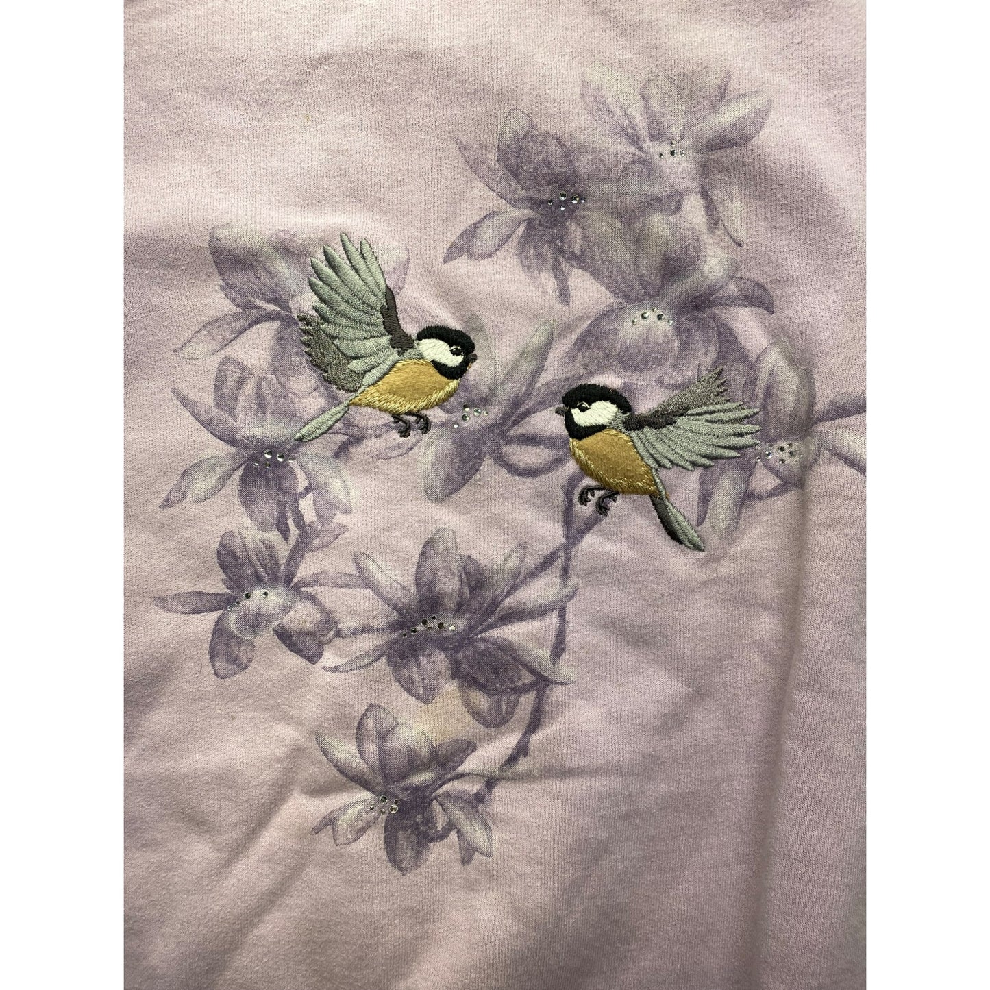 Vintage Morning Sun lavender bird sweater #7172