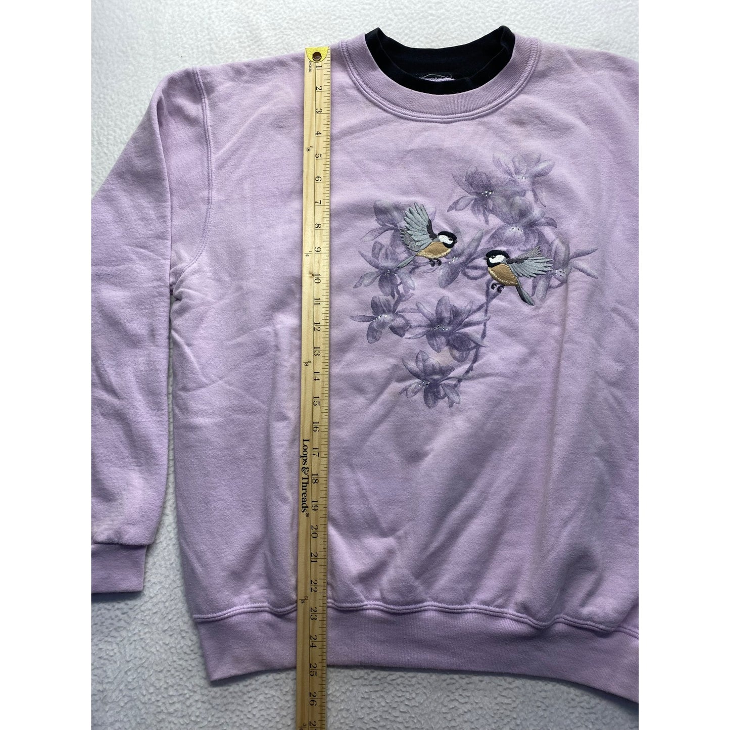 Vintage Morning Sun lavender bird sweater #7172