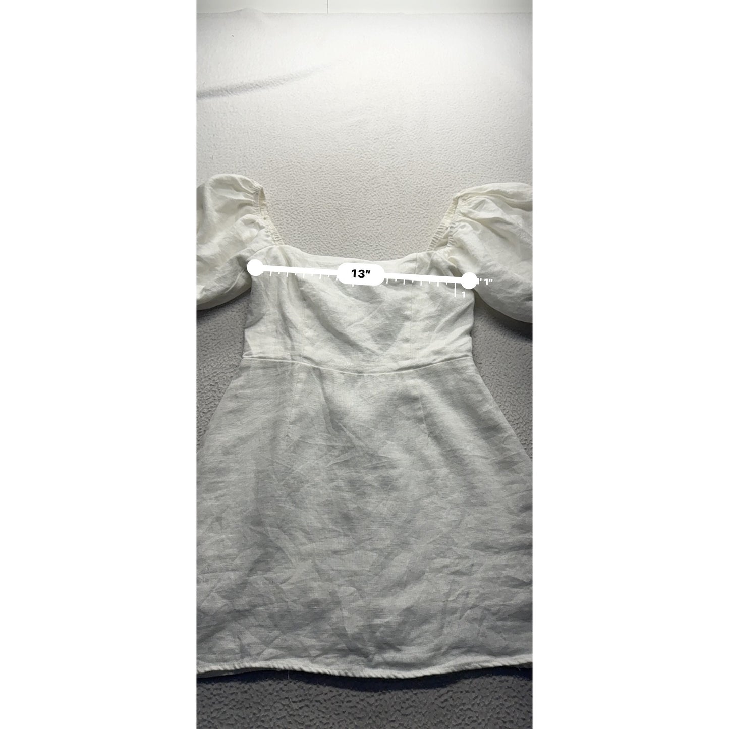 Verge White Linen Puff Sleeve Mini Dress Size 8 #9722