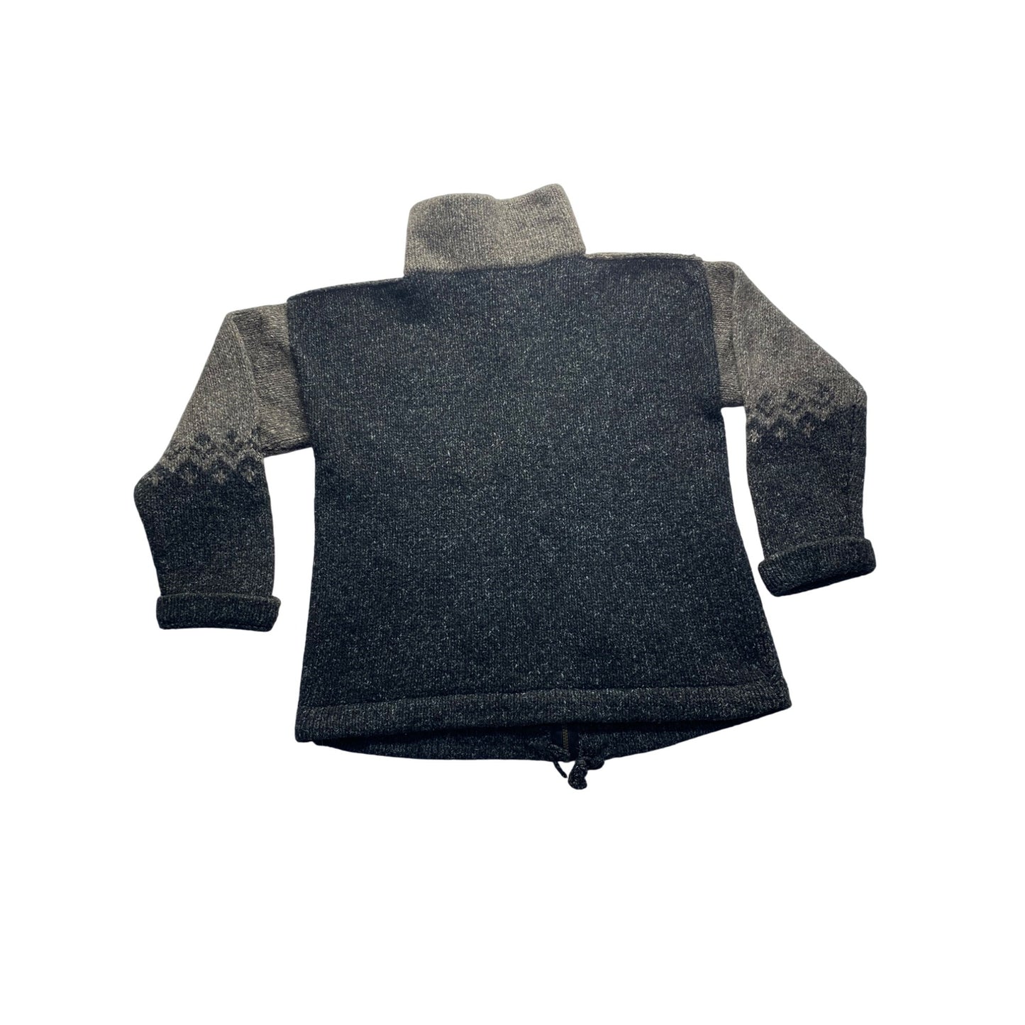 Vintage Handcrafted Wool & Cotton Sweater Zip up With Nordic Pattern #7072
