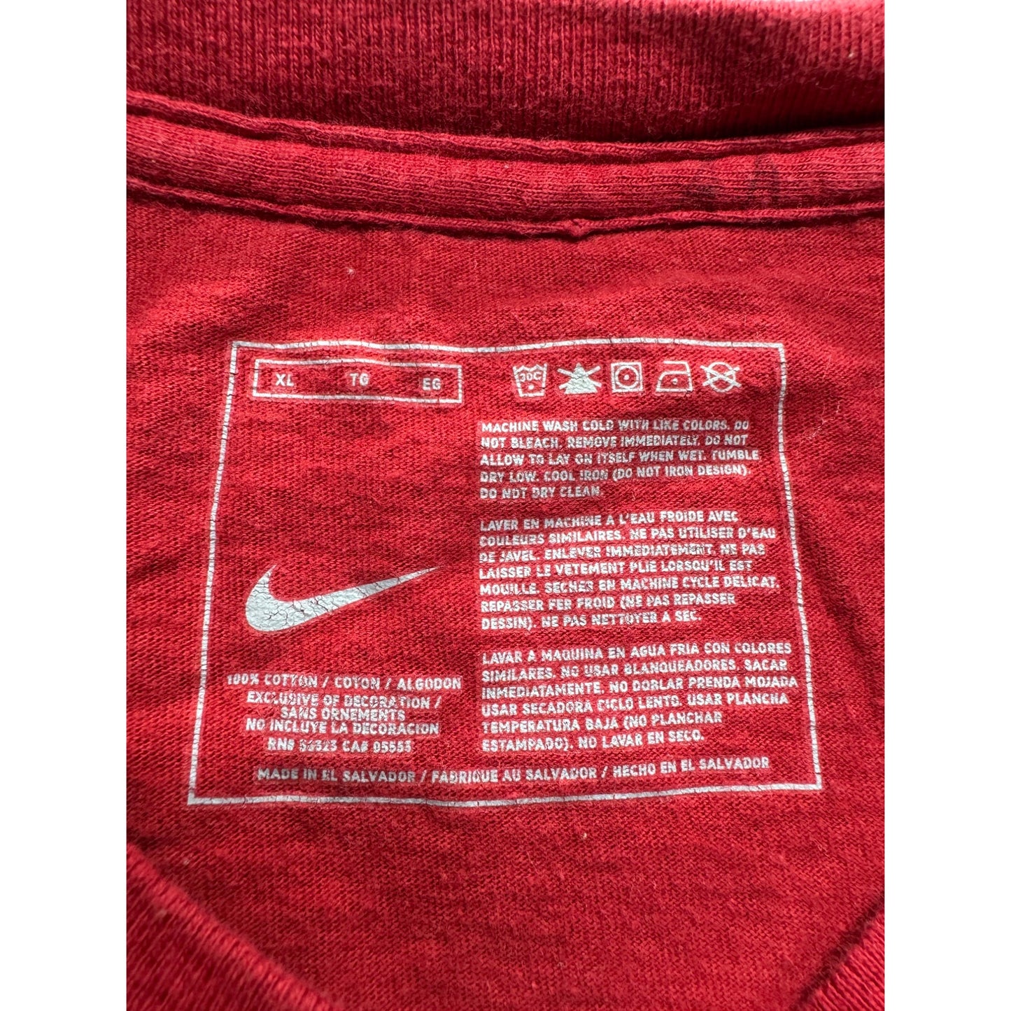 VTG Nike Red Crewneck T-Shirt "Property Of Nike" Athletic Department #7979