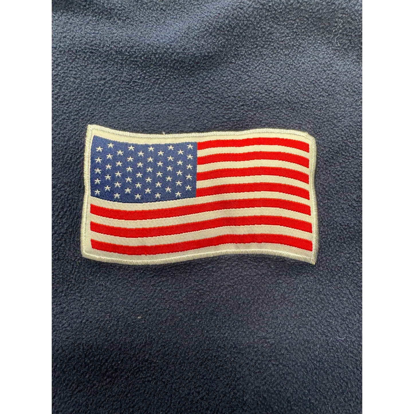Navy Full-Zip Fleece Jacket With American Flag Patch Mens L/XL #7818