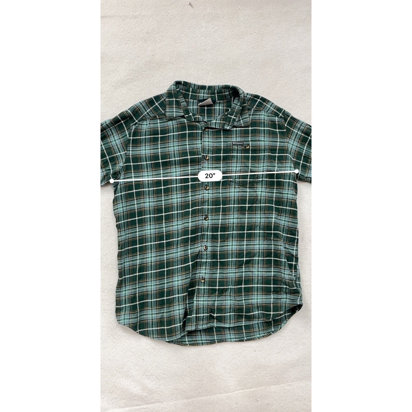 Columbia Medium Green Plaid Button-Up Shirt #8826
