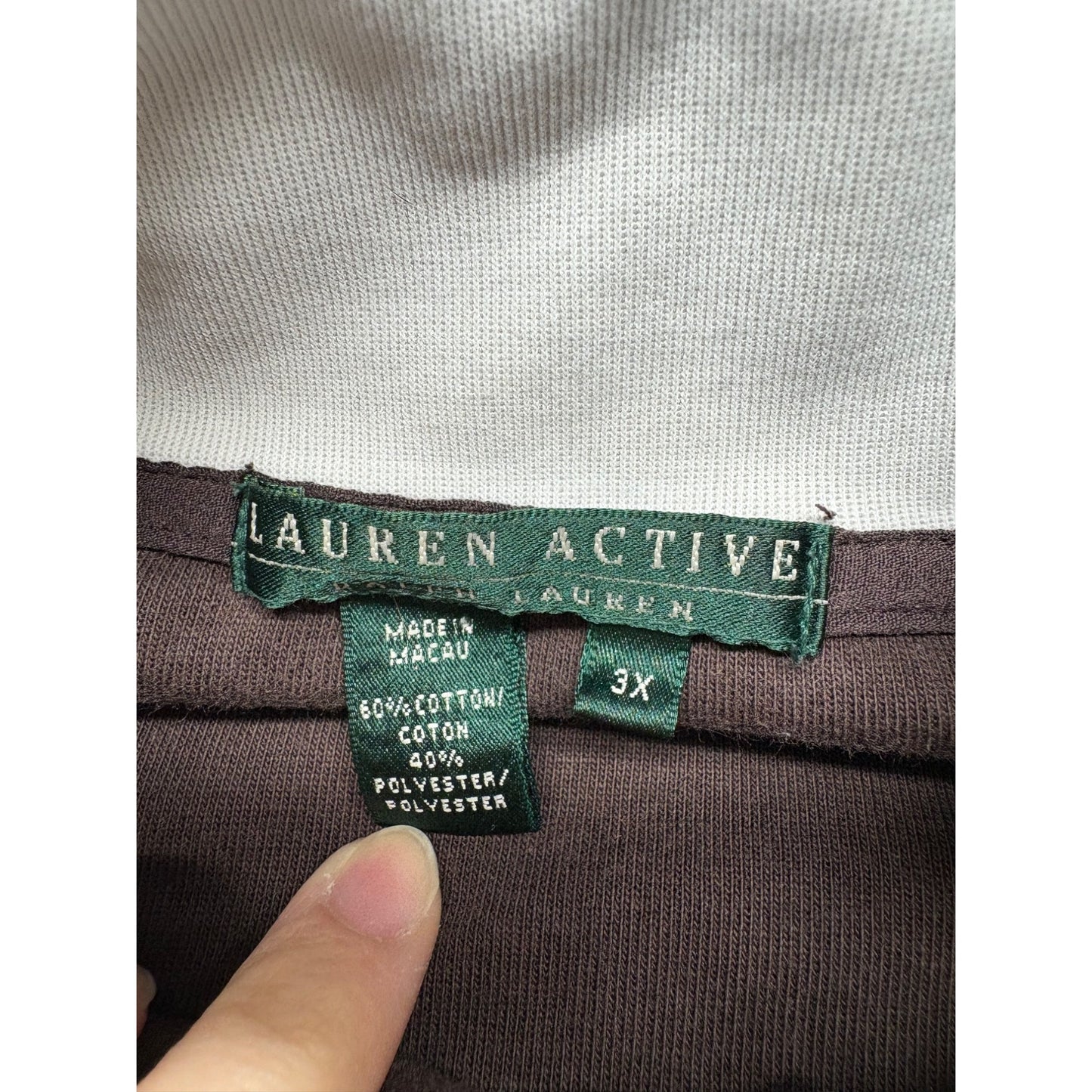 Lauren Active Womens Brown Full-Zip Jacket W/ White Piping #7493