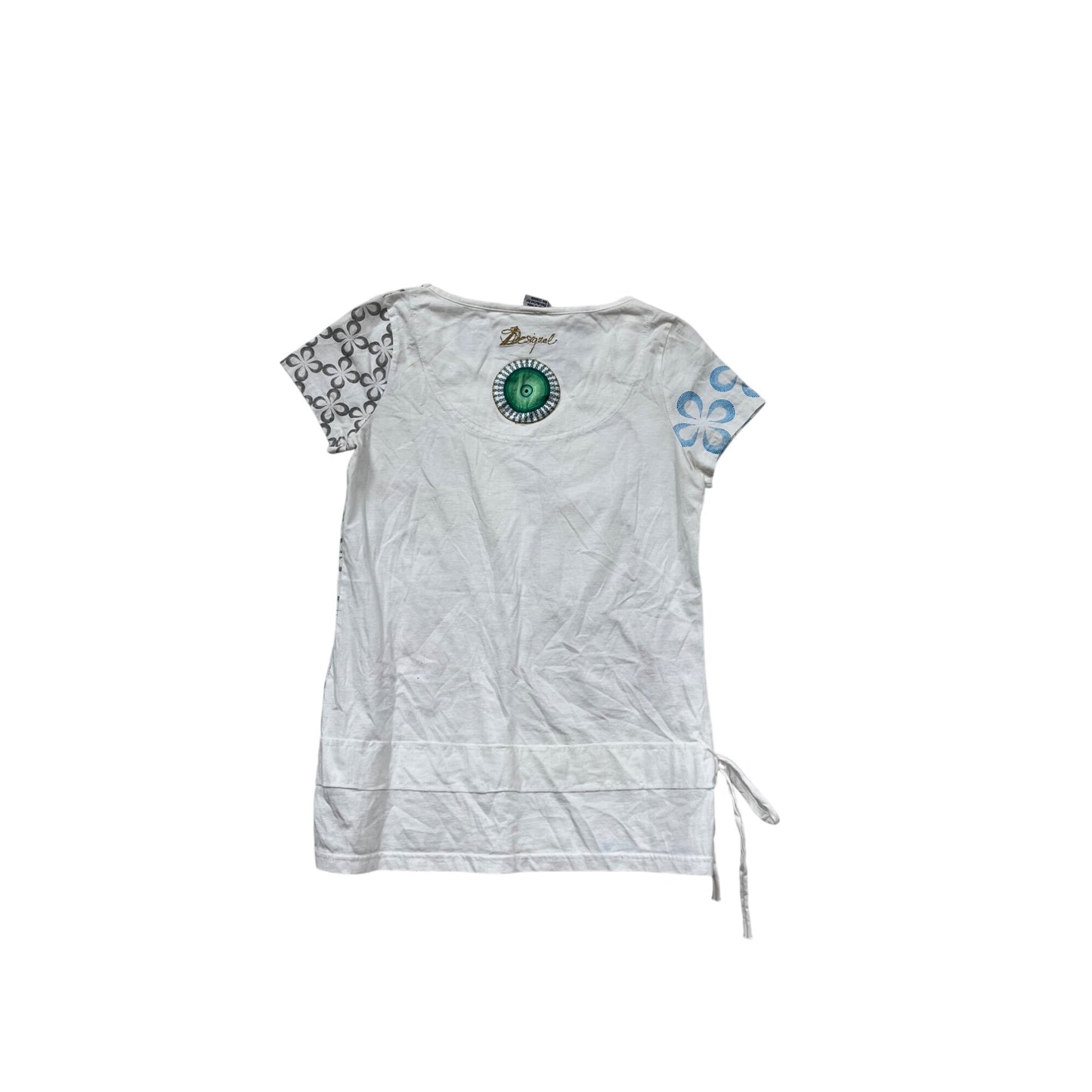 Desigual Womens Graphic Shirt S Cotton Short Sleeve White & Multicolor #765A