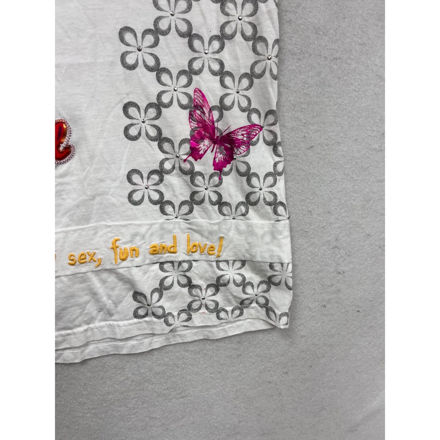 Desigual Womens Graphic Shirt S Cotton Short Sleeve White & Multicolor #765A