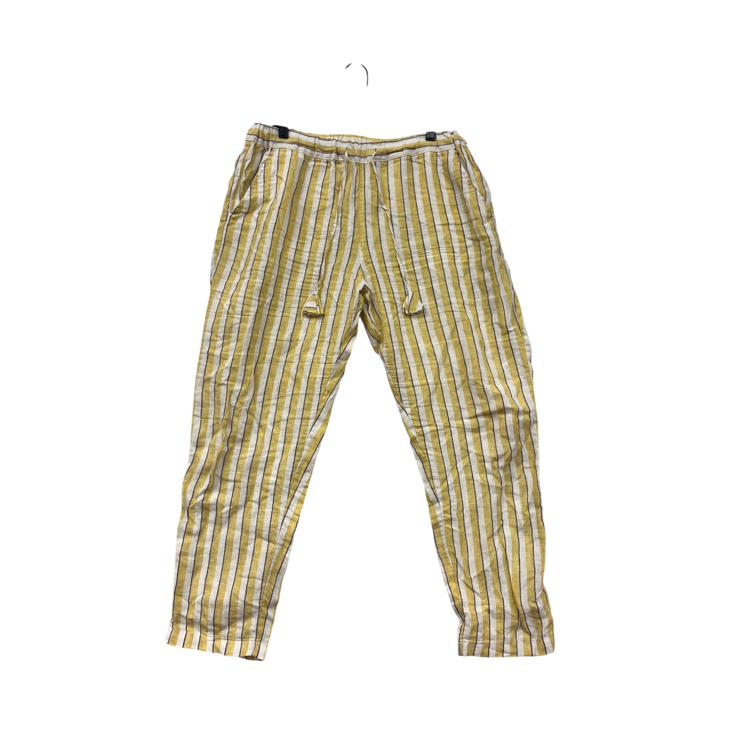 Cynthia Rowley Womens Large Yellow Striped Linen Pants #6624