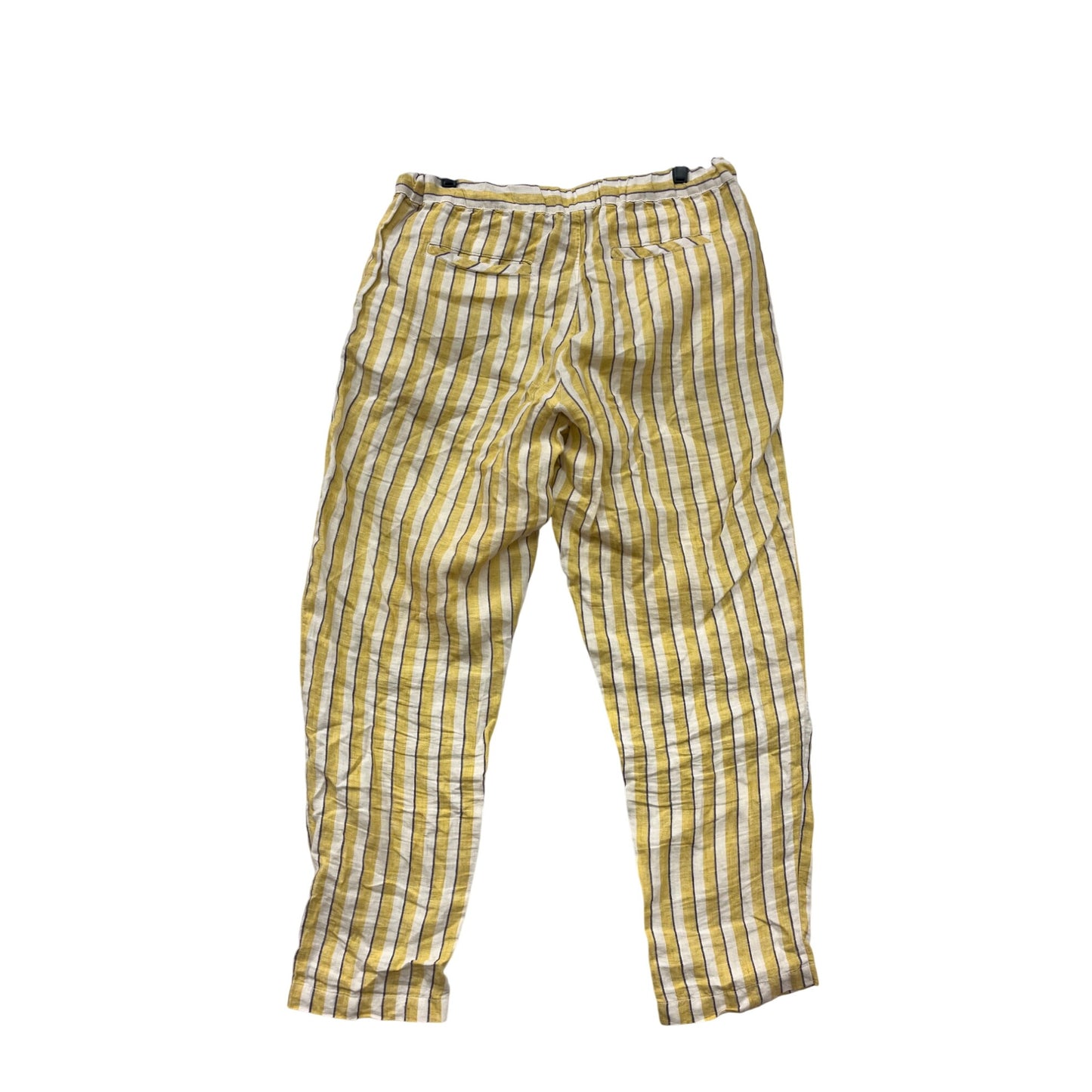 Cynthia Rowley Womens Large Yellow Striped Linen Pants #6624