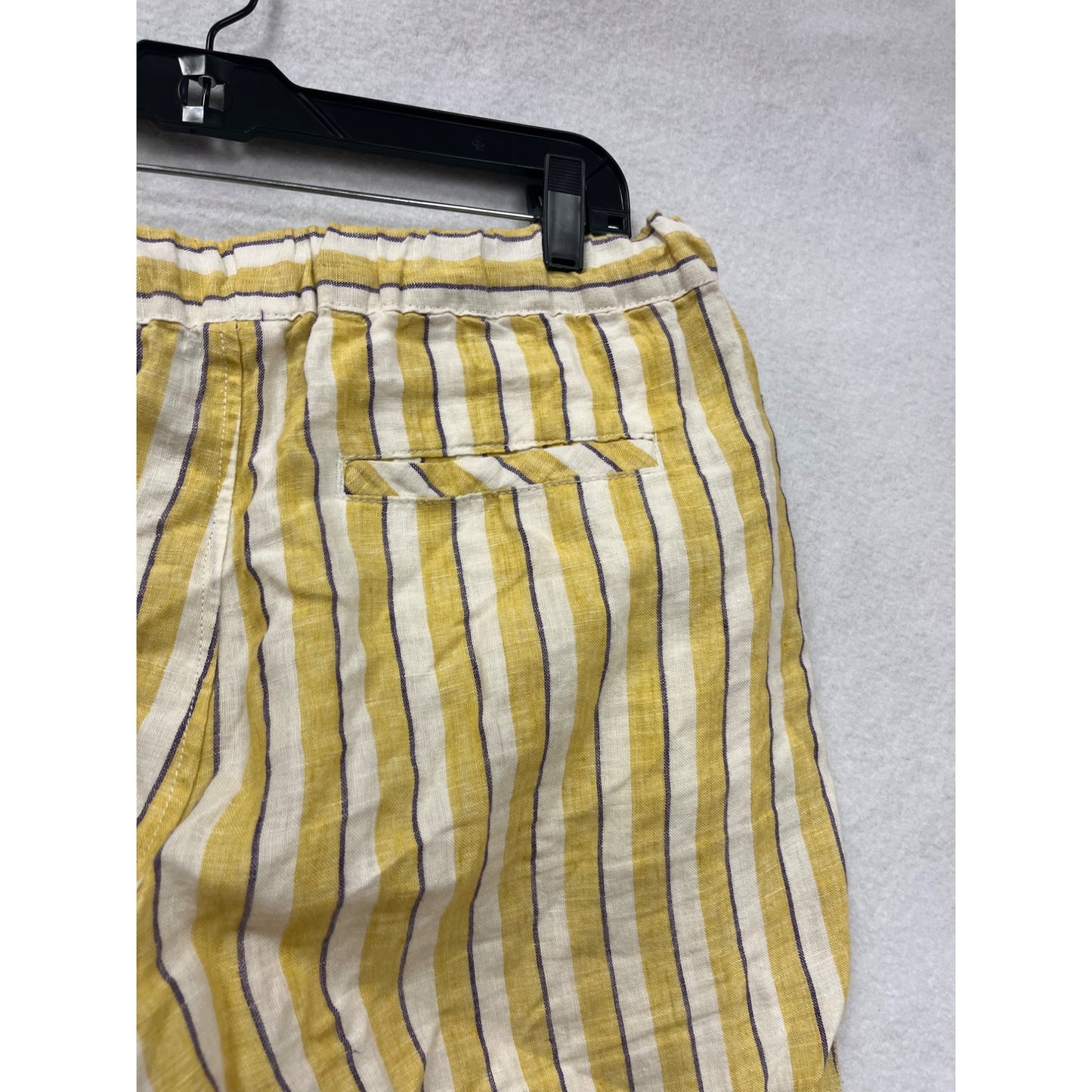 Cynthia Rowley Womens Large Yellow Striped Linen Pants #6624