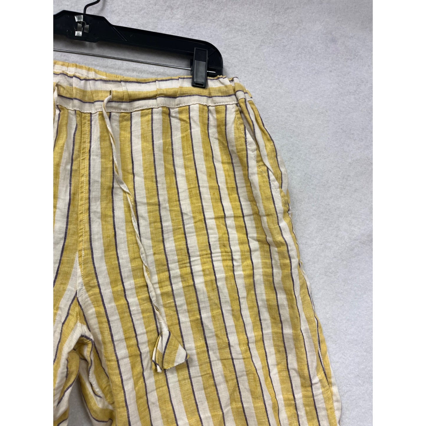 Cynthia Rowley Womens Large Yellow Striped Linen Pants #6624